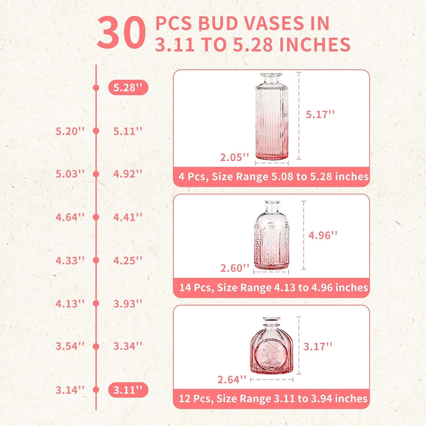 30 Pcs Mini Bud Vases As Wedding Centerpieces for Tables,Clear Bud Vases for Flowers,Small Flower Vases Suitable for Birthday Party,Anniversary,Wedding Reception,Baby Shower
