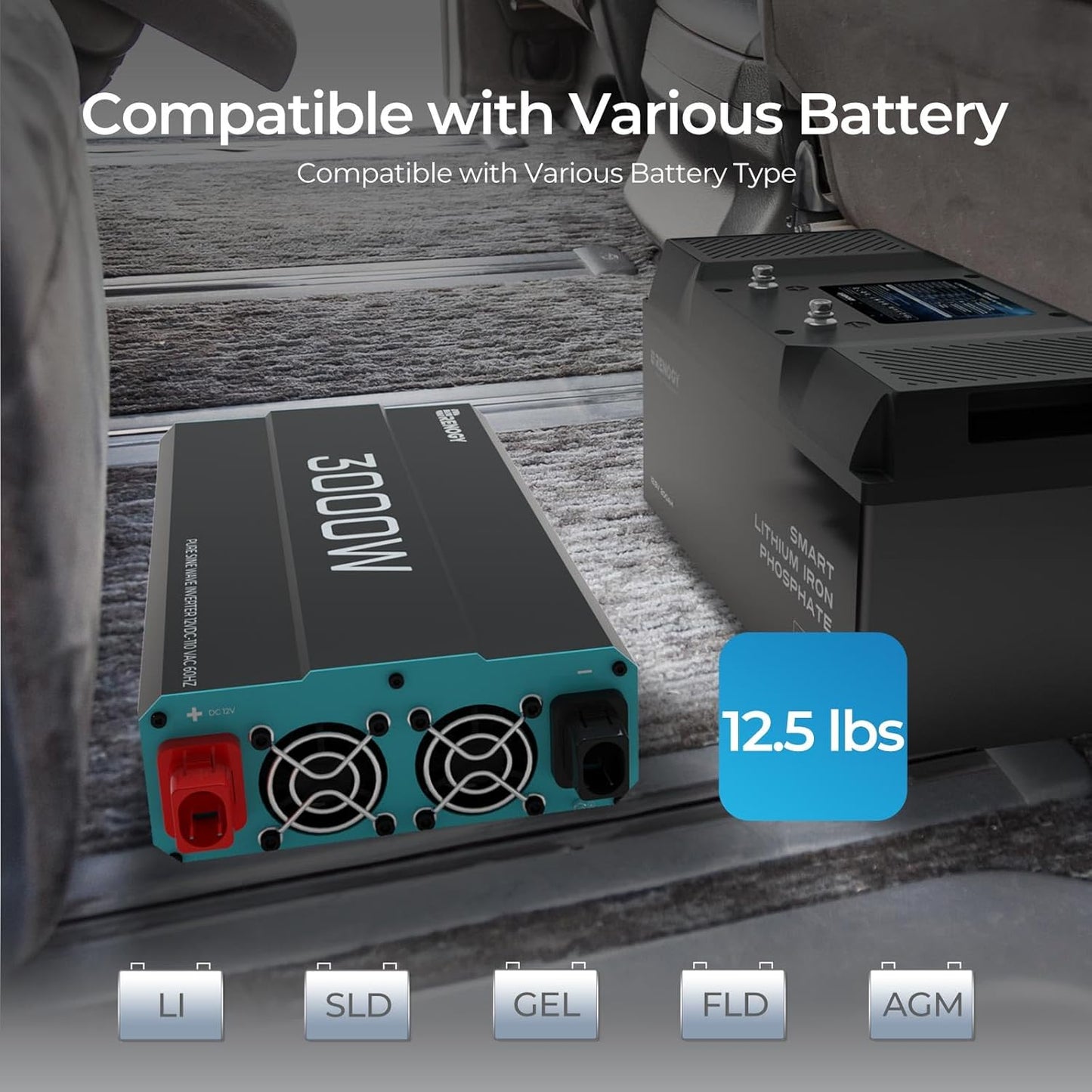 Renogy Pure Sine Wave Inverter 1000w Power Inverter DC 12v to AC 110v, Solar Inverter 12v to 110v Converter with 5V/2.1A USB Port, 2 AC Ports, Remote Controller