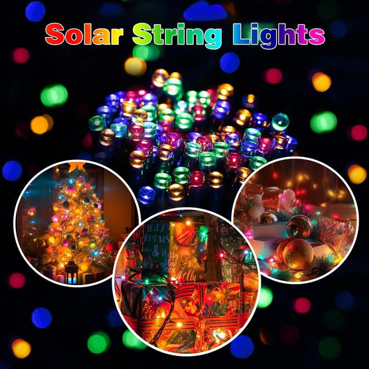 200ft Multicolor Outdoor Christmas Lights,400 LED 19 Mode Solar String Lights,Solar Christmas Lights Outdoor for Trees, Parties, Gardens, Balconies - Waterproof Decorations