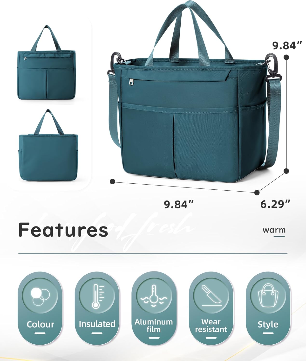 Lunch Bag Insulated Lunch Box Leakproof Lunch Tote Bags for Women Men,Portable Thermal Cooler Bag Lunch Containers with Shoulder Strap for Work, Family, Picnic, School, Outdoor,BBQ C2-Pinkpurple