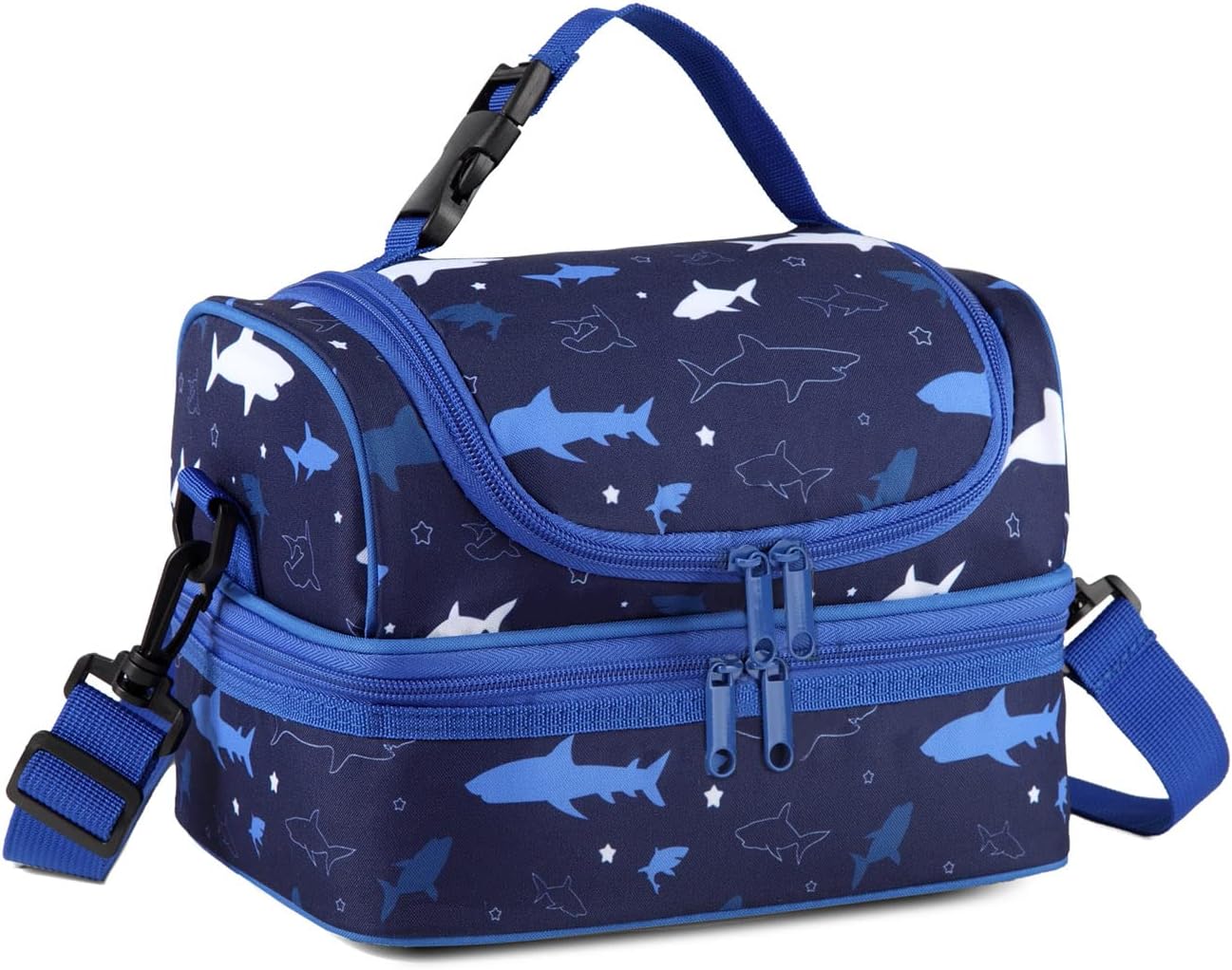 VASCHY Lunch Box Bag Men, Insulated Two Compartments Bento Cooler Bags for Adults/Women/Kids for School,Daycare,Kindergarten,Picnic Black