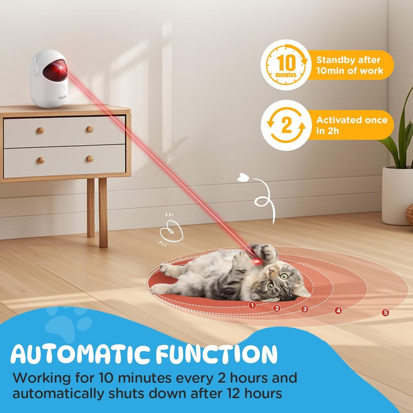 KOACKL Cat Toys for Indoor Cats, Cat Laser Pointer Toy, Rechargeable Automatic Cat Toy with Timer & Speed Modes, Ideal Interactive for Cats Dogs Training and Exercise