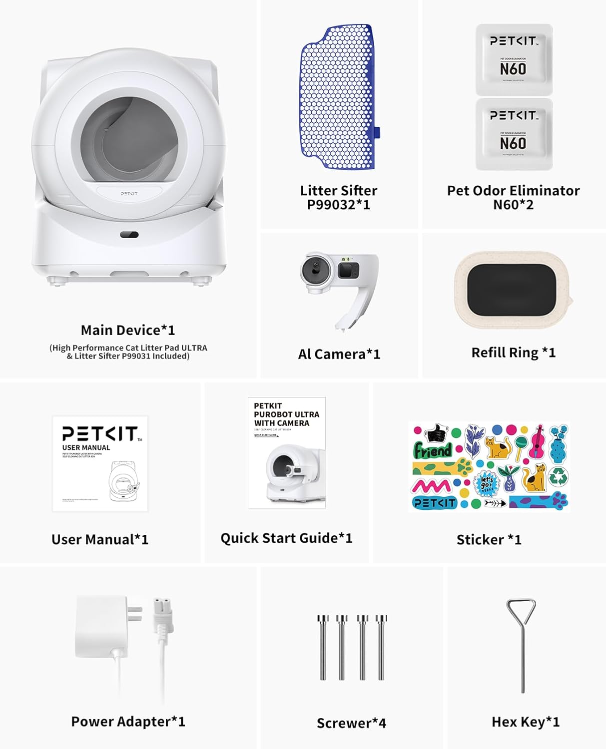 PETKIT Purobot Ultra 2025 New Accurate cat Facial Recognition & Poop Monitor Automatic Self-Cleaning Cat Litter Box with Touch-Free Waste Packing, 5G WiFi App Control, Integration Safety, Odor Free