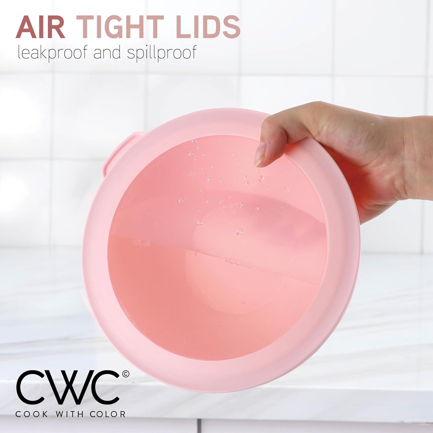 COOK WITH COLOR Mixing Bowls with TPR Lids - 12 Piece Plastic Nesting Bowls Set Includes 6 Prep Bowls and 6 Lids, Microwave Safe Mixing Bowl Set (Mint)