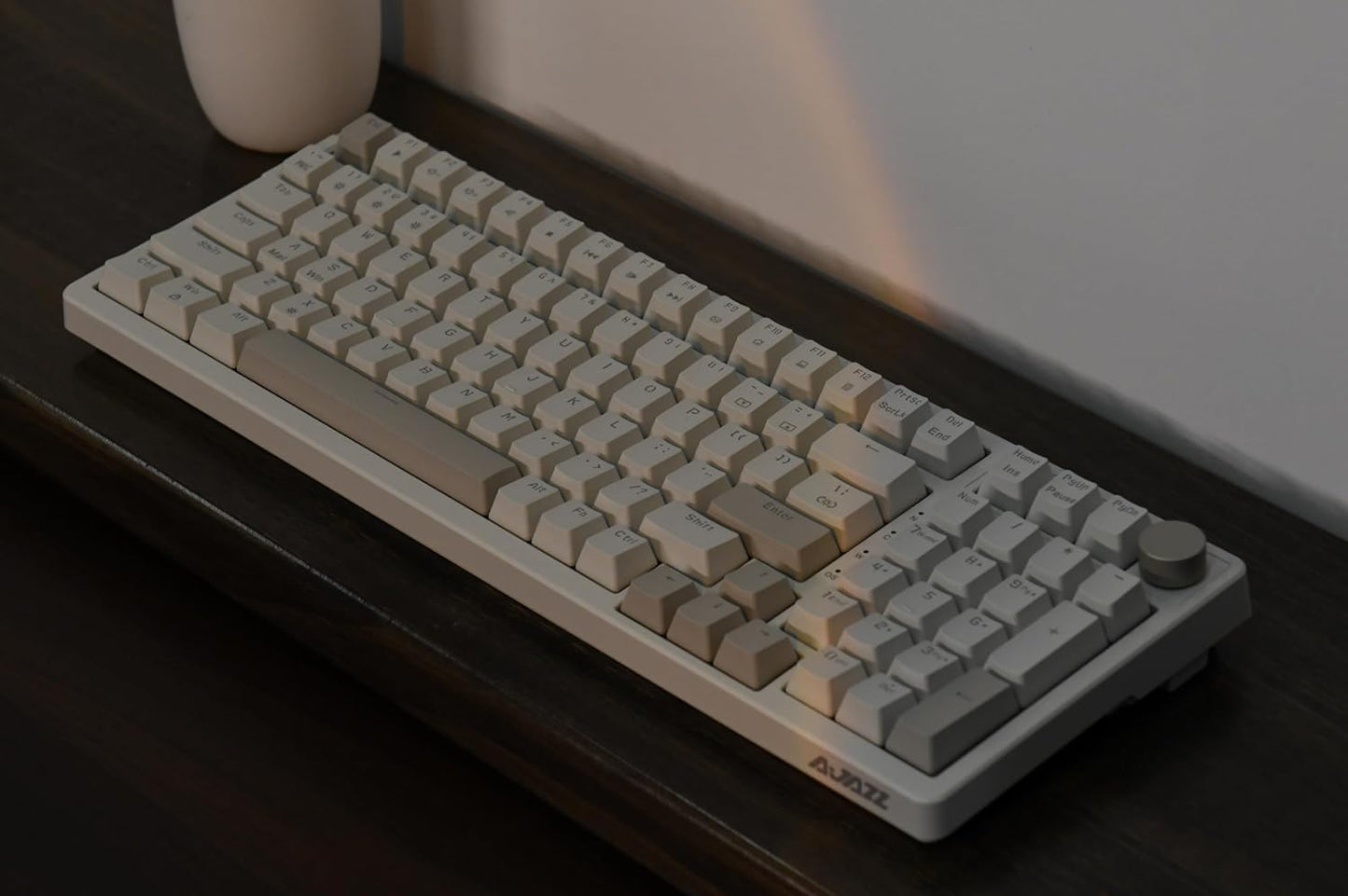 FIRSTBLOOD ONLY Game. AK992 Retro Wired Mechanical Keyboard, 98 Keys Full Layout, Hot-Swappable USB Gaming Keyboard with Red Switches, Multimedia Keys Knob, Blue Backlit, Anti-Ghosting, Grey