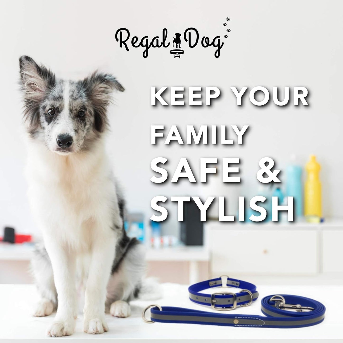 Regal Dog Products Large Pink Heavy Duty Reflective Dog Collar with Center Ring, Metal Buckle and D Ring | Anti-Odor Adjustable Biothane Waterproof Dog Collar | Other Sizes for Small & Medium Dogs