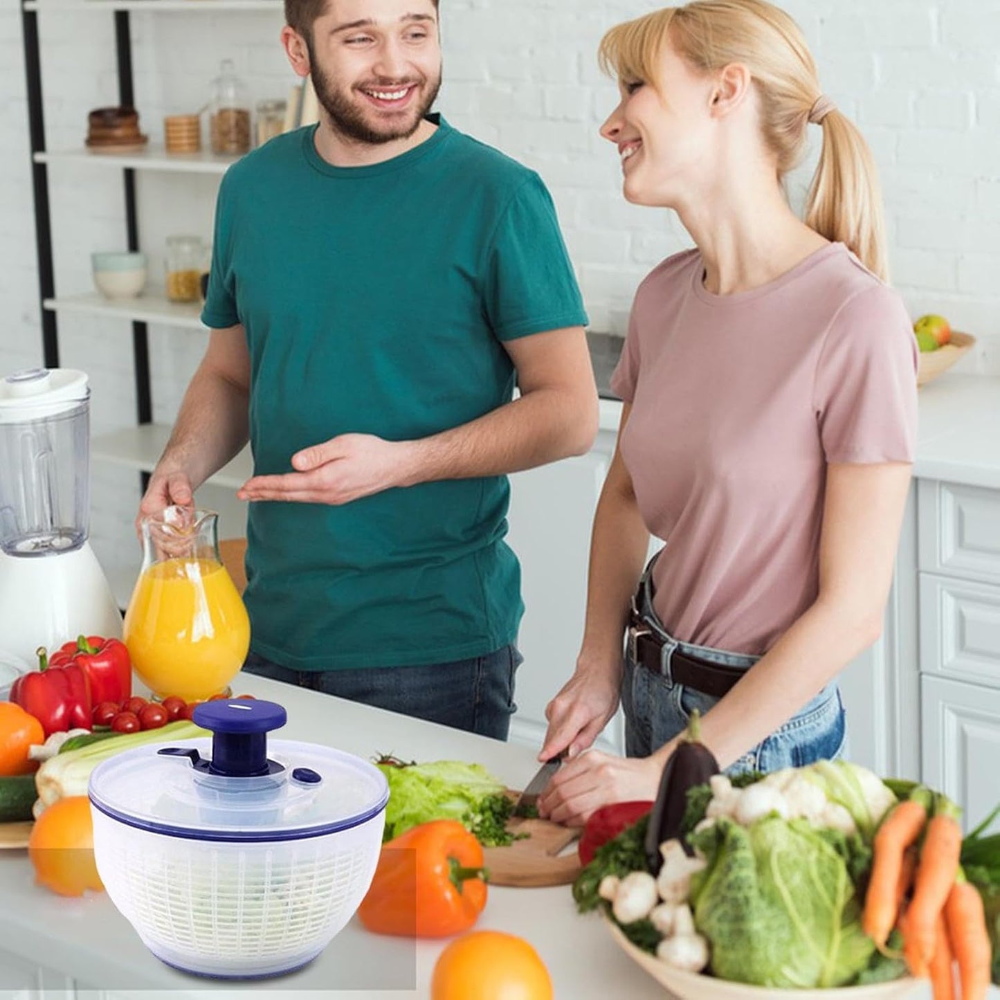 Salad Spinner, Quick Drying Lettuce Spinner | Large Capacity Vegetable Washer, Easy Pump Mechanism, Stable Non-Slip Base, essantial Kitchen Accessory for Fresh Produce