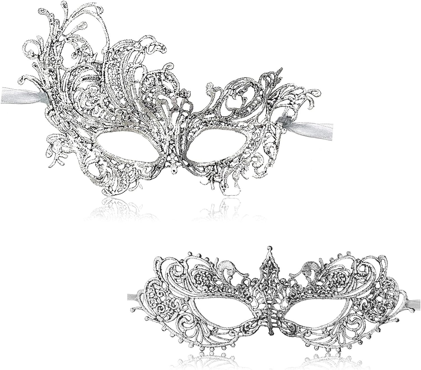 FunMular Couple Masquerade Mask Venetian Carnival Mardi Gras Costume Lace Masks For Women & Couples Halloween Party Decor