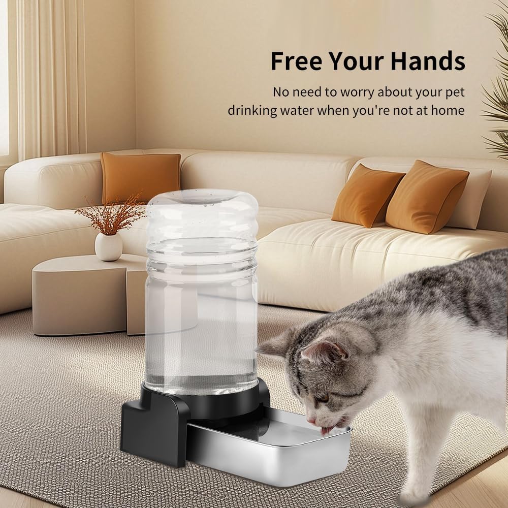Marchul 9L Dog Water Dispenser, Large Dog Water Bowl Dispenser with Stainless Steel, Automatic Gravity Pet Bowl for Dogs Medium to Large (3 Filters)