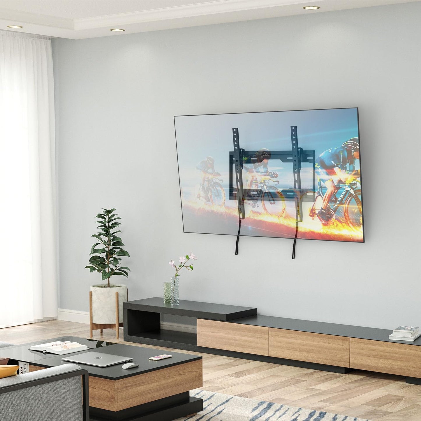 USX MOUNT Tilting TV Wall Mount Low Profile for Most 26-60" LED, LCD, OLED, Plasma Flat Screen TVs, TV Wall Mount with Max VESA 400x400mm up to 99lbs, Wall Mount TV Bracket Fits 8” 16" Studs