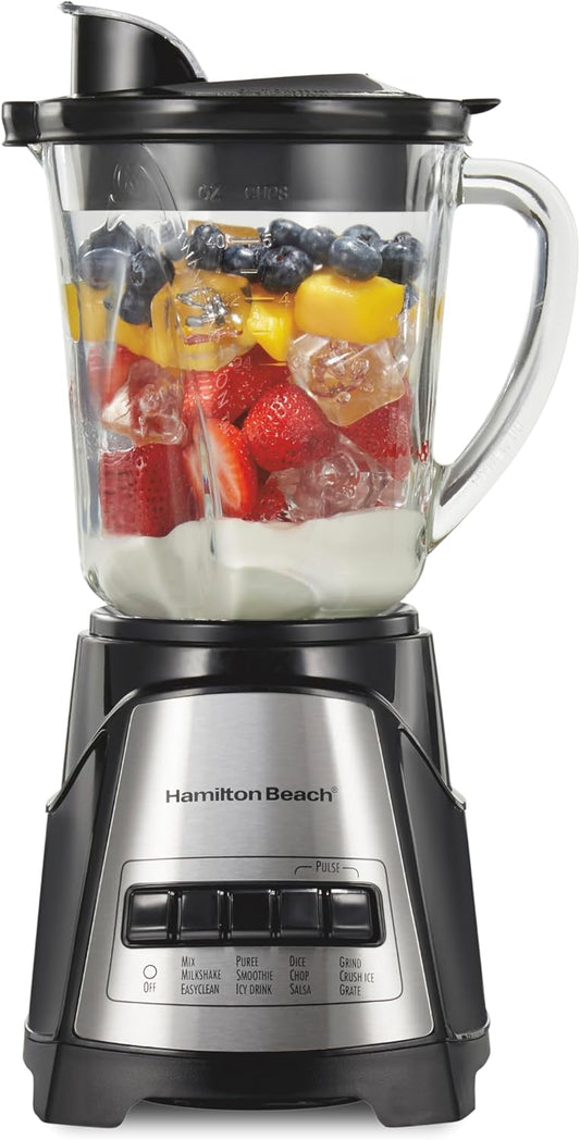 Hamilton Beach Power Elit Blender with 40 oz. Glass Jar, Black, 58148A - PuriLite