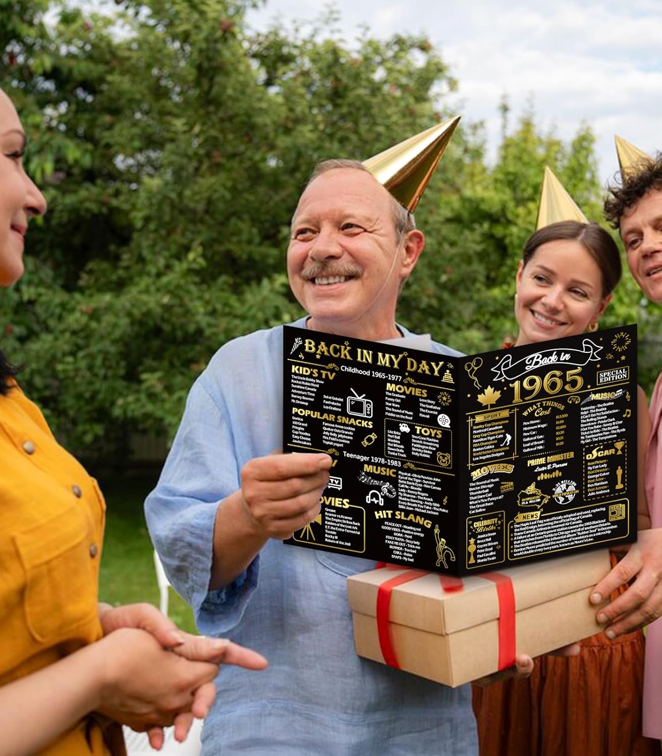 50th Birthday Card, Jumbo CANADA 25x20cm Back in 1975, Gilding Happy 50th Birthday Decoration for Woman, Men, Funny 50 Birthday Gifts for Wife, Husband, Him, Her, Mom