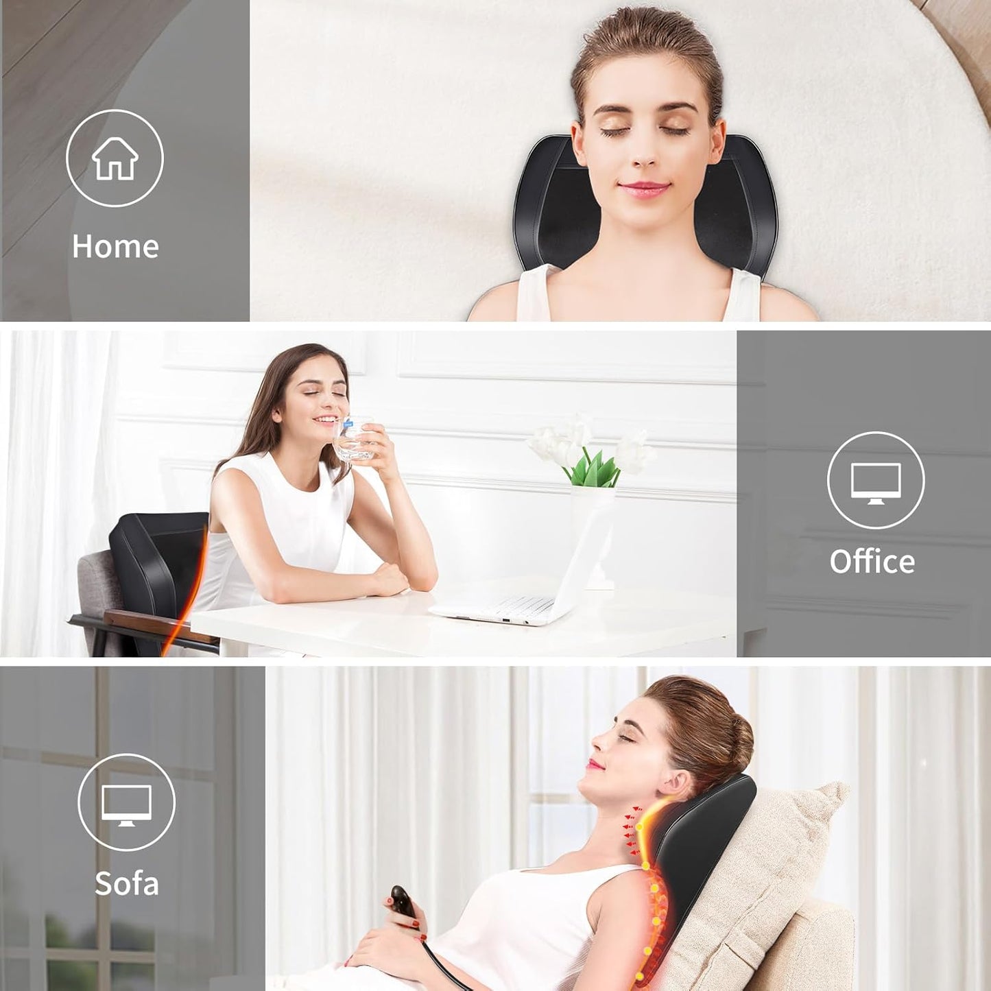 Boriwat Back Massager Neck Shoulder Massager with Heat, Shiatsu Massage Pillow for Pain Relief, Masseur for Neck, Back, Shoulder and Leg, Gifts for Men Women Mom Dad, Stress Relax at Home and Office