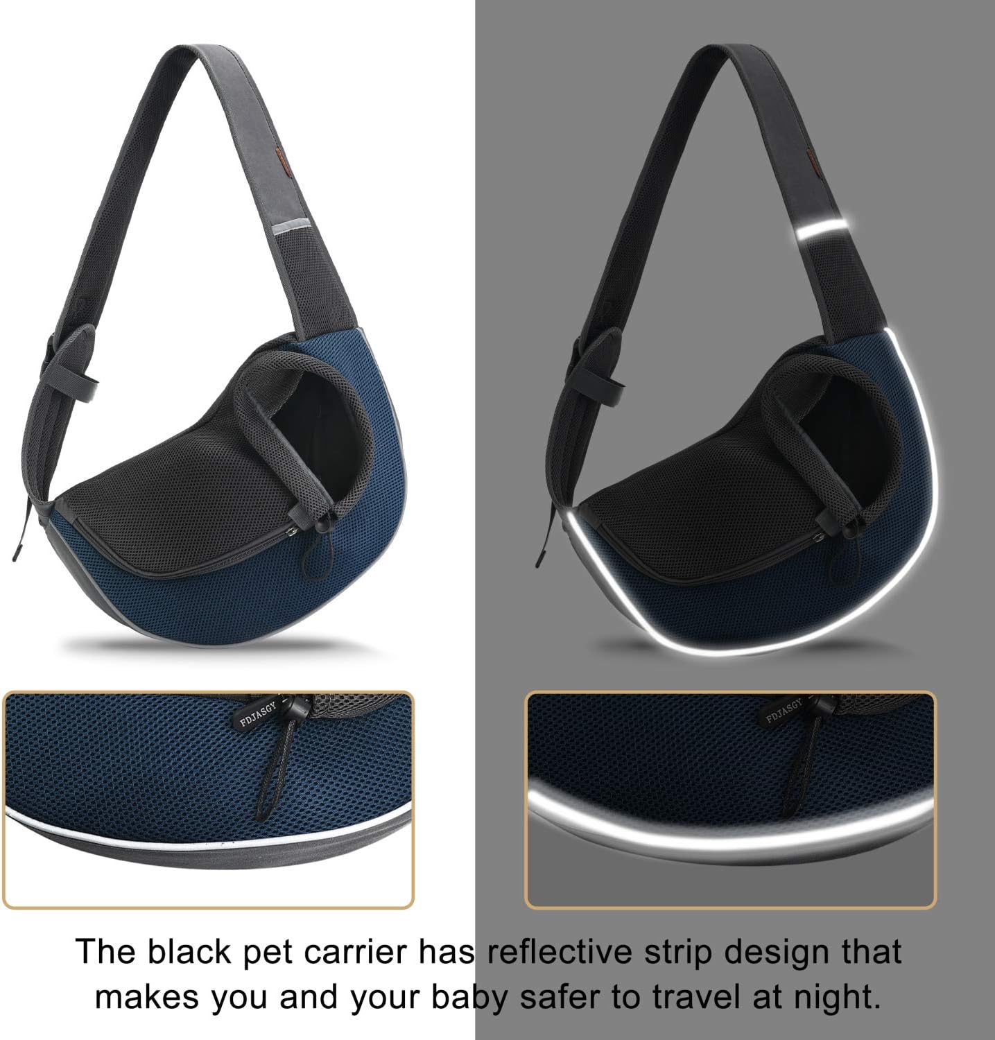 FDJASGY Pet Sling Carrier for Small Dogs Cats,Breathable Mesh Travelling Hand Free Puppy Backpack with Pouch and Adjustable Strap Carrier Grey