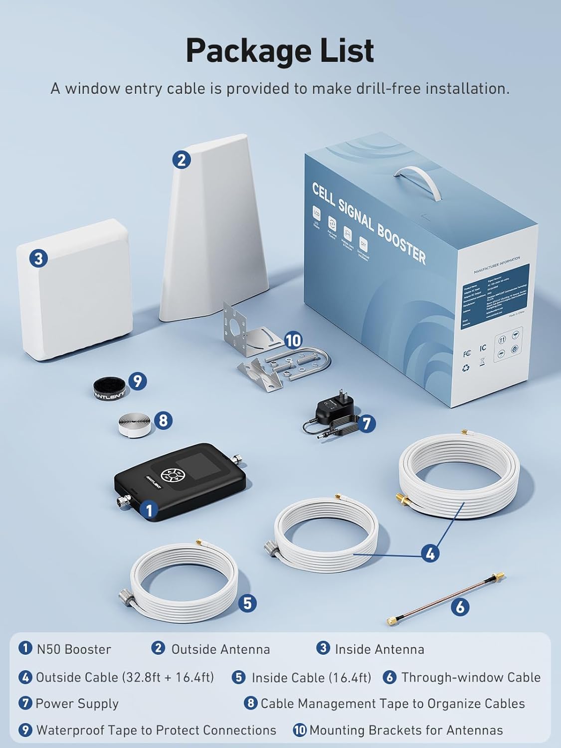 ANNTLENT Cell Phone Signal Booster for House 3G 4G LTE 5G Compatible with All Carriers on Band 25/2/66/4/7/5/12/17, Cell Booster with Omni Antenna and LCD Display, APP Adjust | ISED Approved
