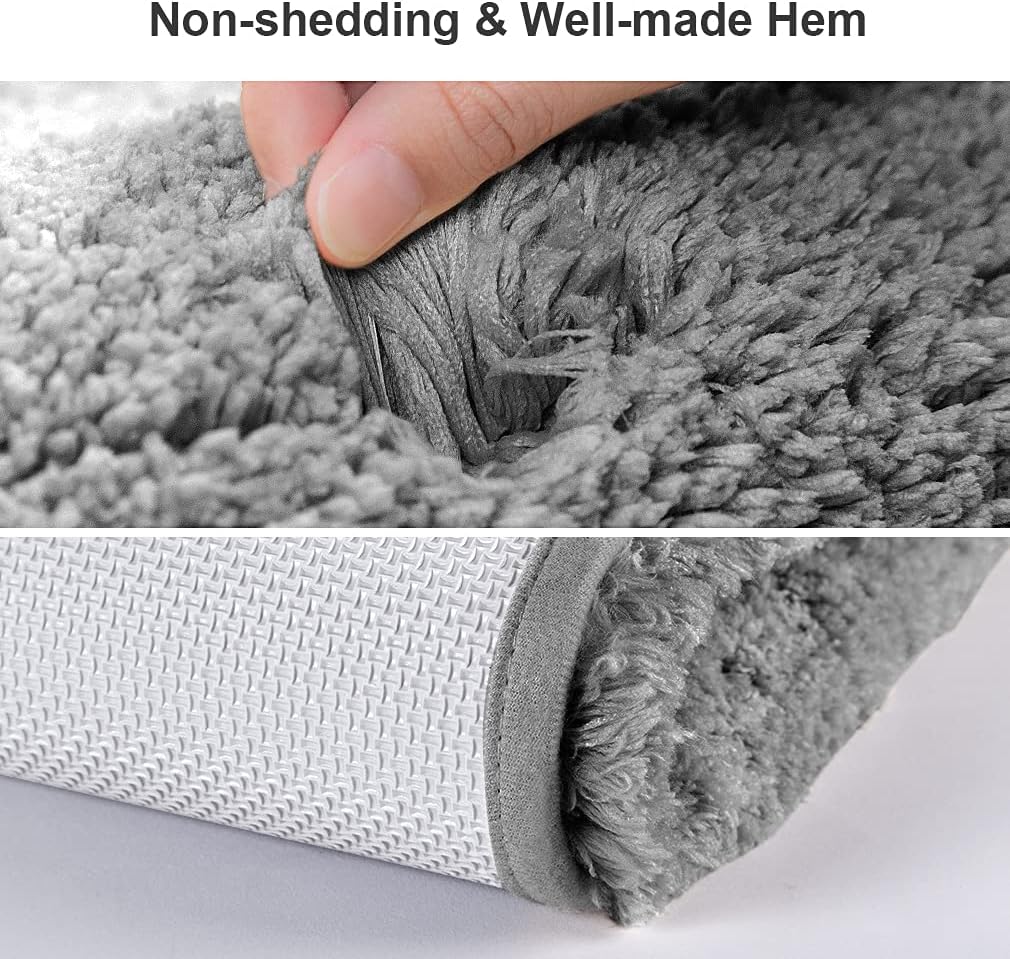 Bathroom Rugs Set 2 Pieces - Bath Rugs Ultra Soft Absorbent Non-Slip Fluffy Thick Microfiber Cozy Bath Mats Set for Tub Shower Bathroom Floors Accessories, 20"x32" & 16"x24" Set of 2 (Beige)