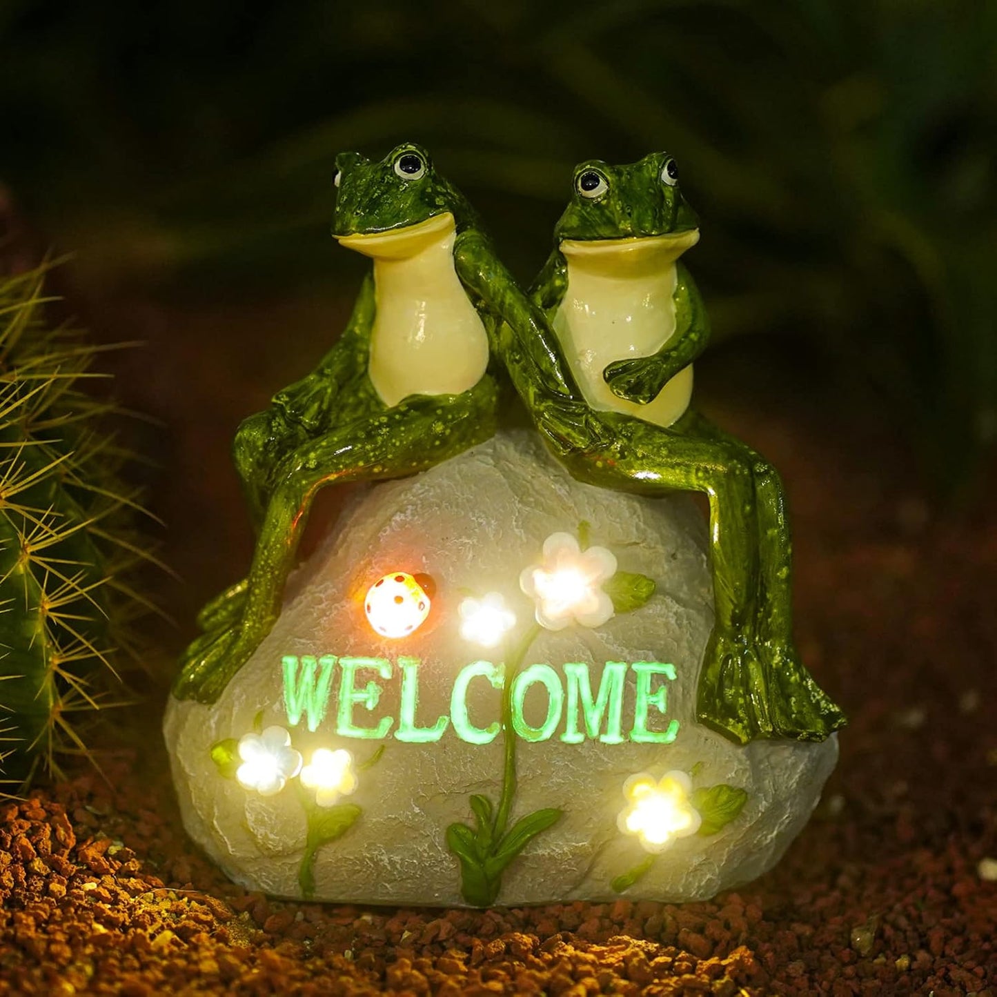 Nacome Solar Frog Riding Turtle for Garden Decor - Outdoor Statues for Patio,Yard,Balcony Ornament,Turtle Gifts for Women/Mom/Grandma,Mom's Best Gift