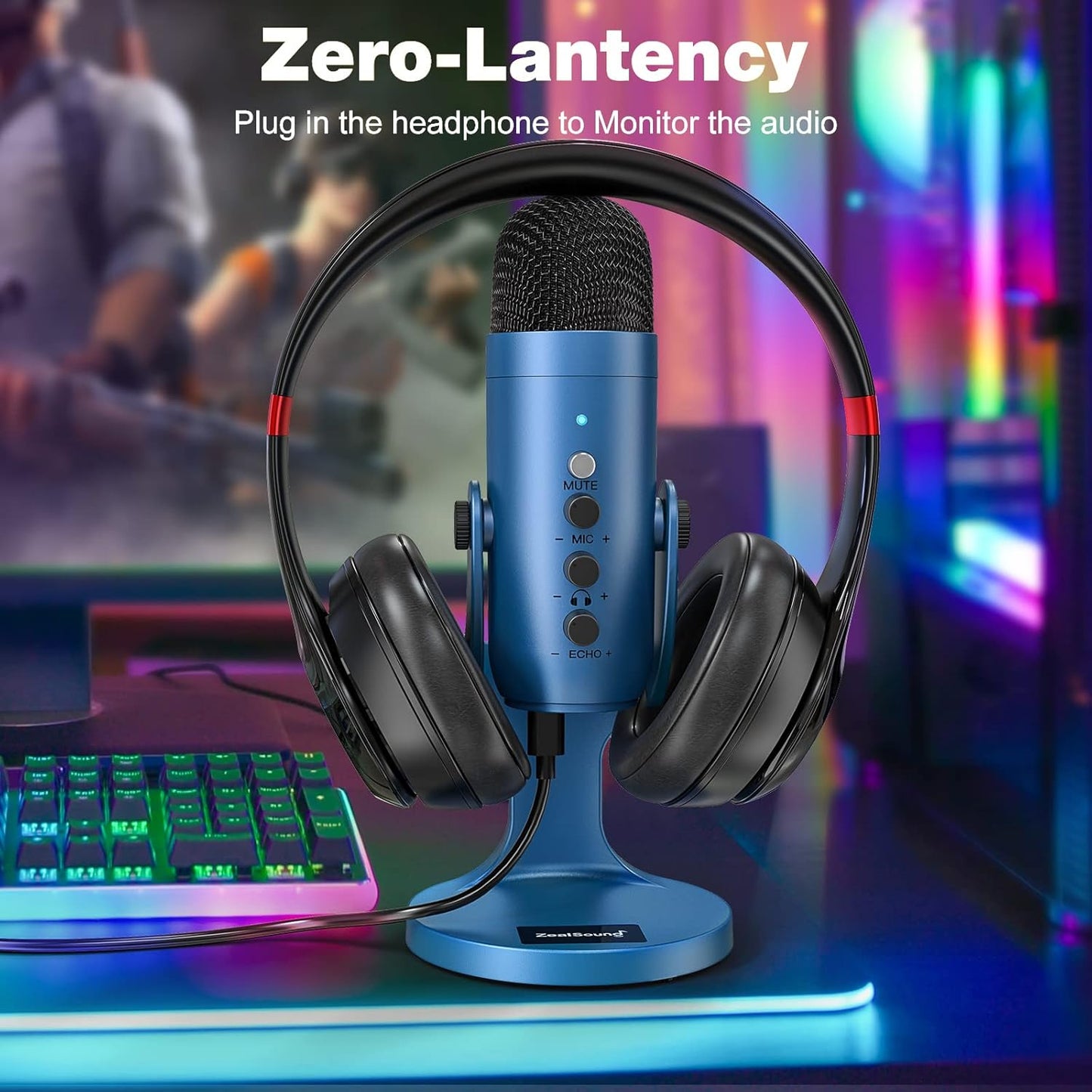 ZealSound USB Microphone,Condenser Phone Computer PC Mic kit,Plug&Play Gaming Microphones for PS 4&5.Mic Gain&Volume Control,Echo &Mute Button for Vocal,Record,Streaming,Discord YouTube Podcast on Mac