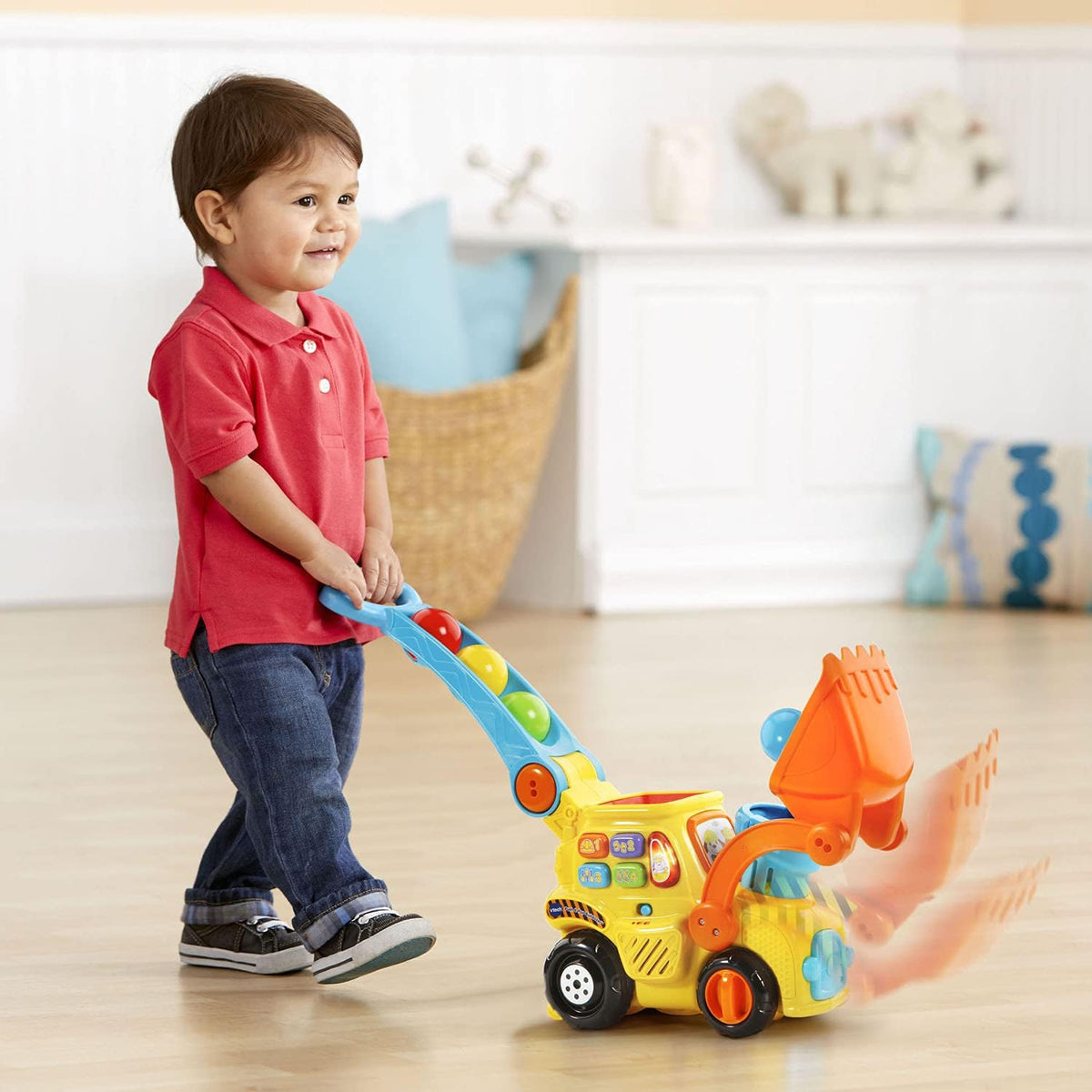Push and Pop Bulldozer Toy | Interactive Push Toy for Toddlers | Ball Popping Construction Vehicle | Early Learning Push Toy | Motor Skill Development Toy - PuriLite