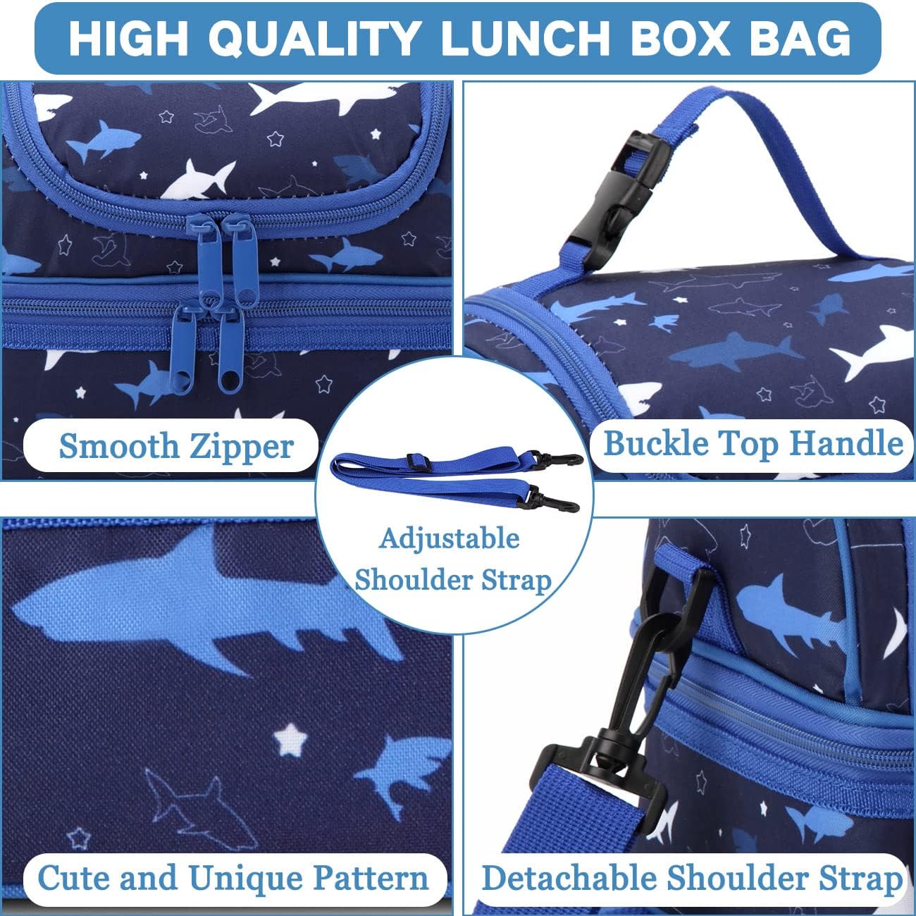 VASCHY Lunch Box Bag Men, Insulated Two Compartments Bento Cooler Bags for Adults/Women/Kids for School,Daycare,Kindergarten,Picnic Black