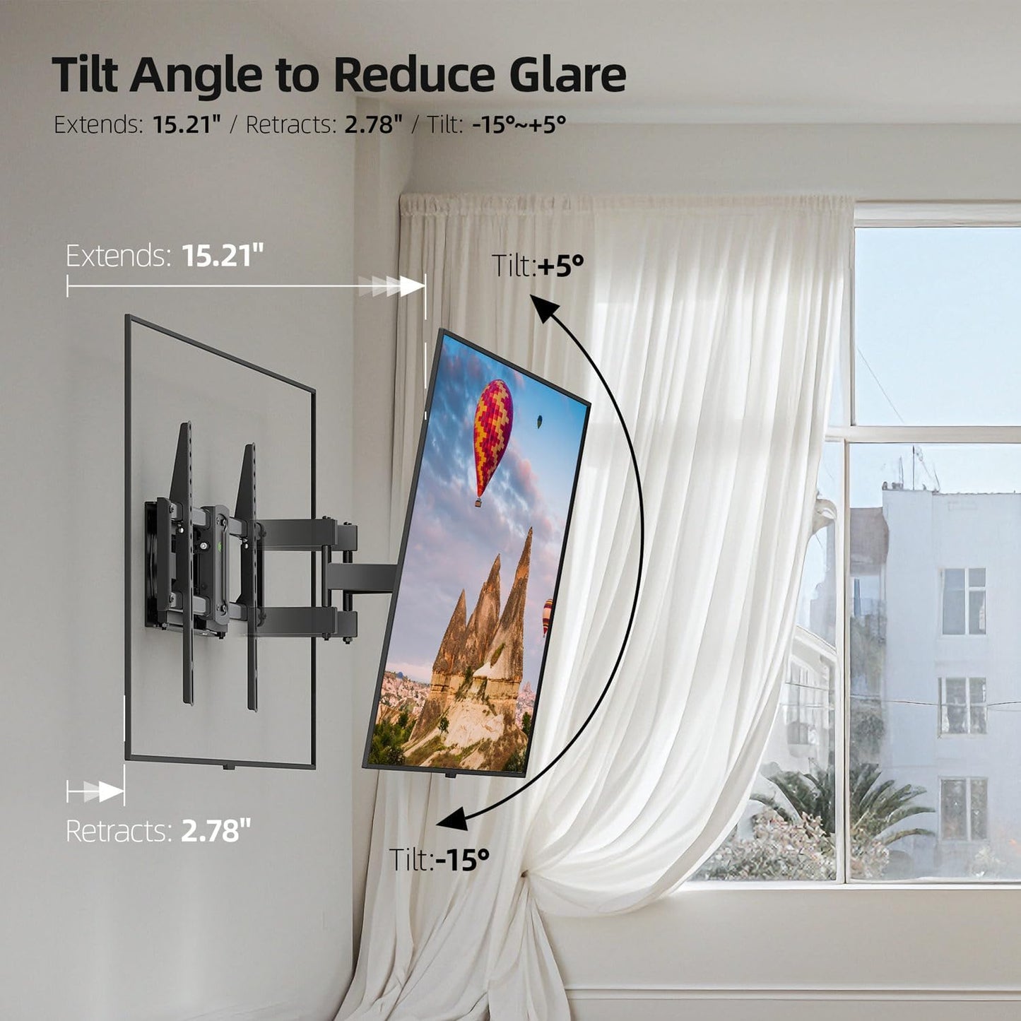 USX MOUNT TV Wall Mount for Most 37-86 inch TVs Hold up to 120lbs, Full Motion Wall Mount TV Bracket Swivel and Tilt, TV Mount with Dual Articulating Arms Extension Max VESA 600x400mm, 16" Wood Studs