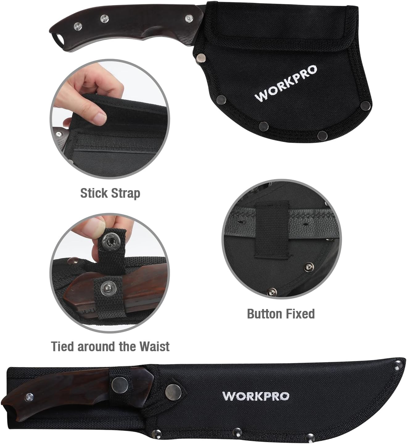 WORKPRO Axe and Fixed Blade Knife Combo Set, Full Tang, Wood Handle, for Outdoor Camping Survival Hunting Hiking, Nylon Sheath Included