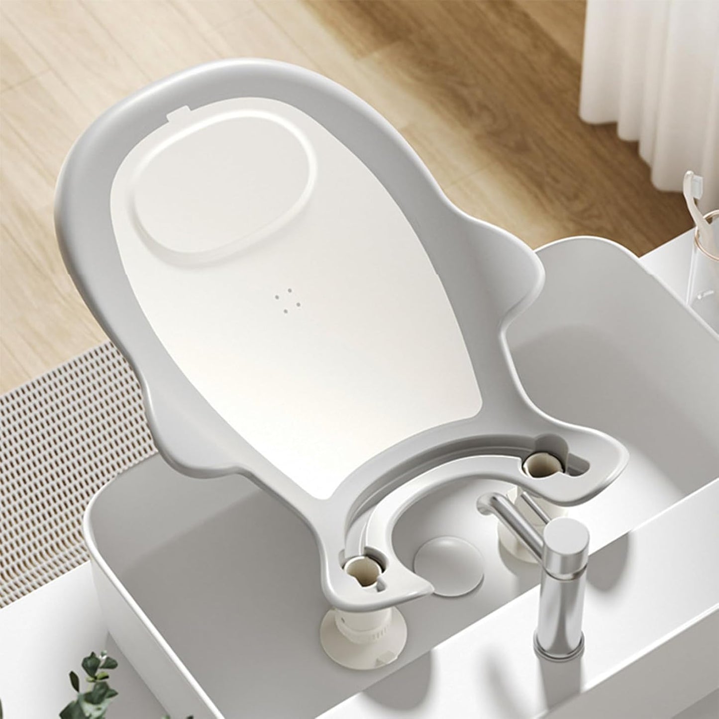 Baby Bathtub, Adjustable Soft Non Slip U Shaped Drainage Baby Bath Support With Suckers For Babies 0-12 Months Home Use
