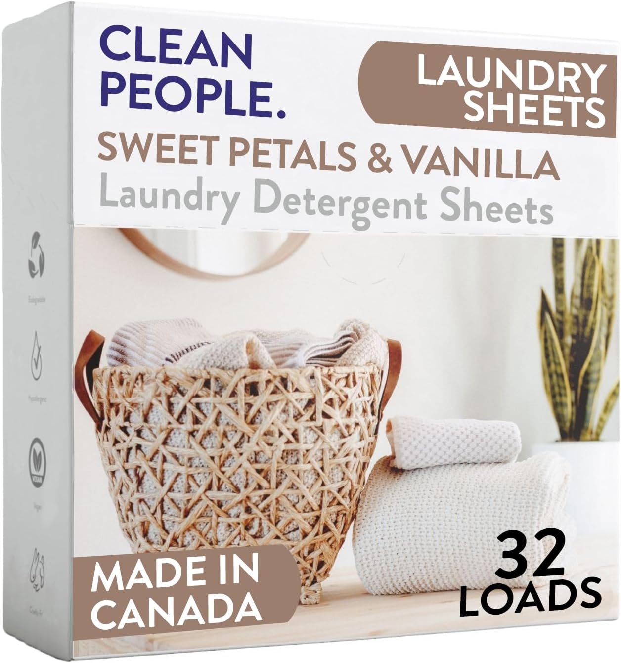Clean People Laundry Detergent Sheets - Recyclable Packaging, Hypoallergenic, Stain Fighting - Ultra Concentrated, Laundry Soap - Fresh Scent, 96 Pack