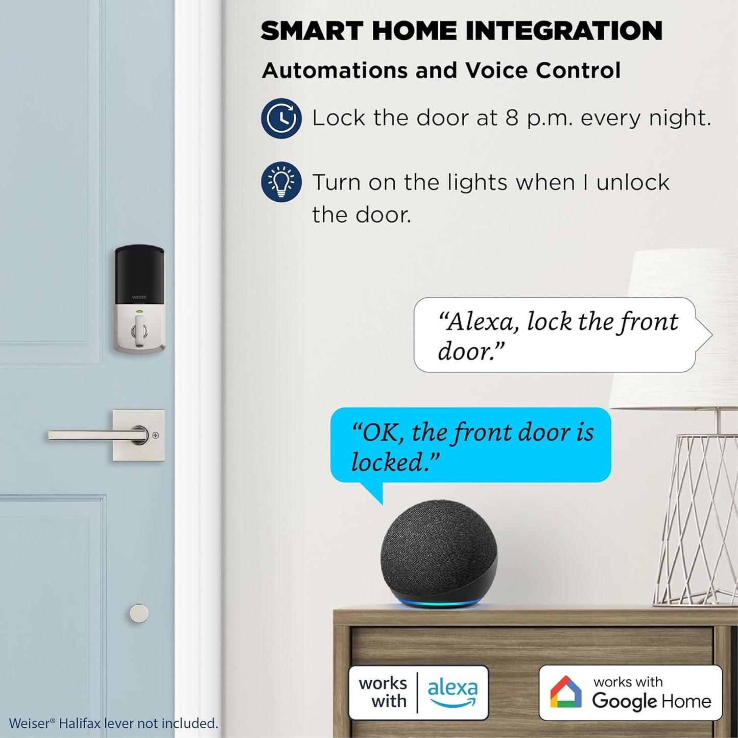 Weiser Halo Matte Black WiFi Smart Lock, Keyless Entry Door Lock, Touchscreen Keypad Door Lock, Amazon Alexa & Google Assistant/Google Home Compatible, Deadbolt Lock, Smart Locks for Entry Door