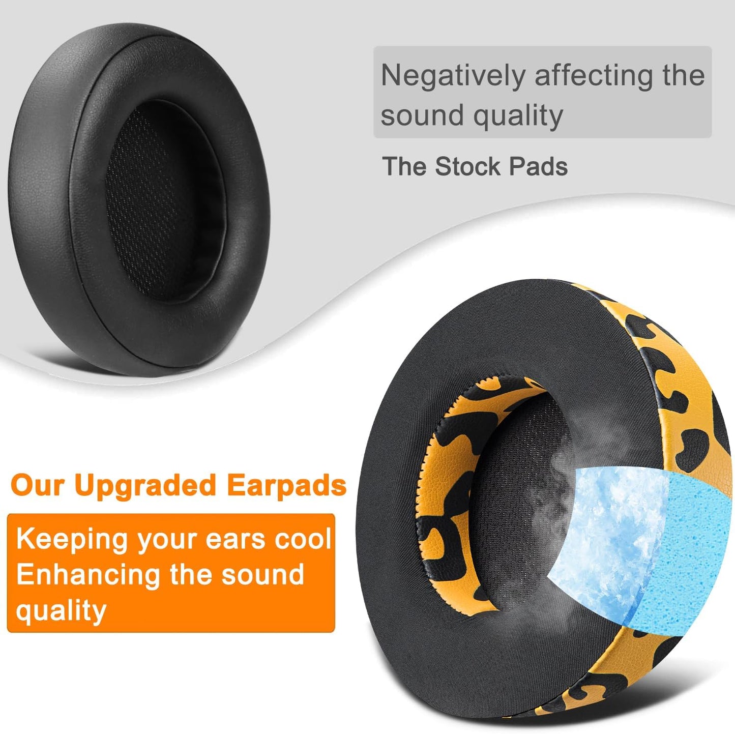 SOULWIT Cooling Gel Ear Pads Replacement for Corsair Virtuoso RGB Wireless XT SE Gaming Headset, Earpads Cushions with High-Density Noise Isolation Foam, Added Thickness - Black
