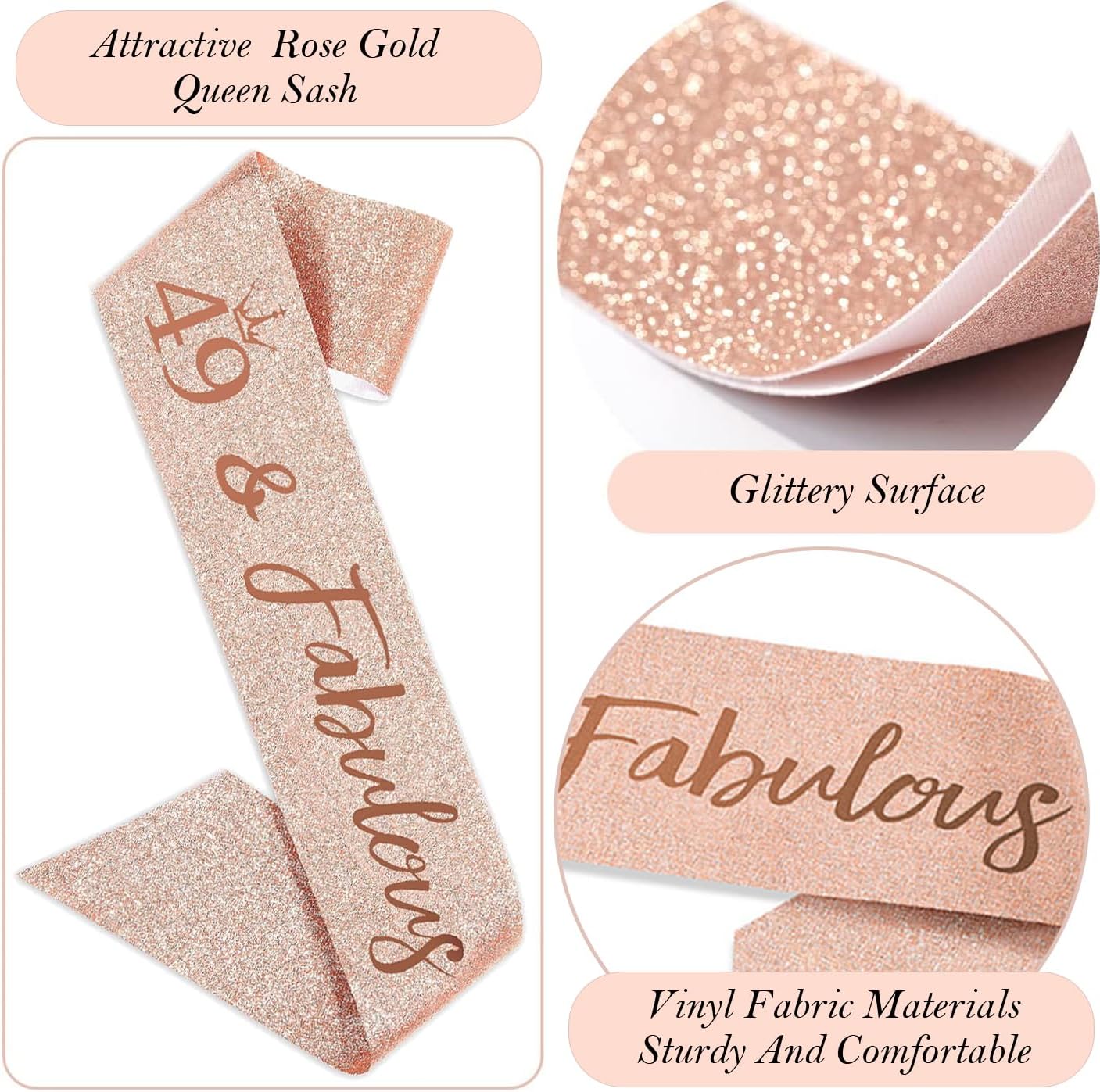 8pcs 40th Birthday Decorations gifts for Women, Including 40th Happy Birthday Cake Topper, Queen Sash with Pearl Pin, Sweet Rhinestone Tiara Crown for Women, Number Candles and Balloons (Rose Gold)