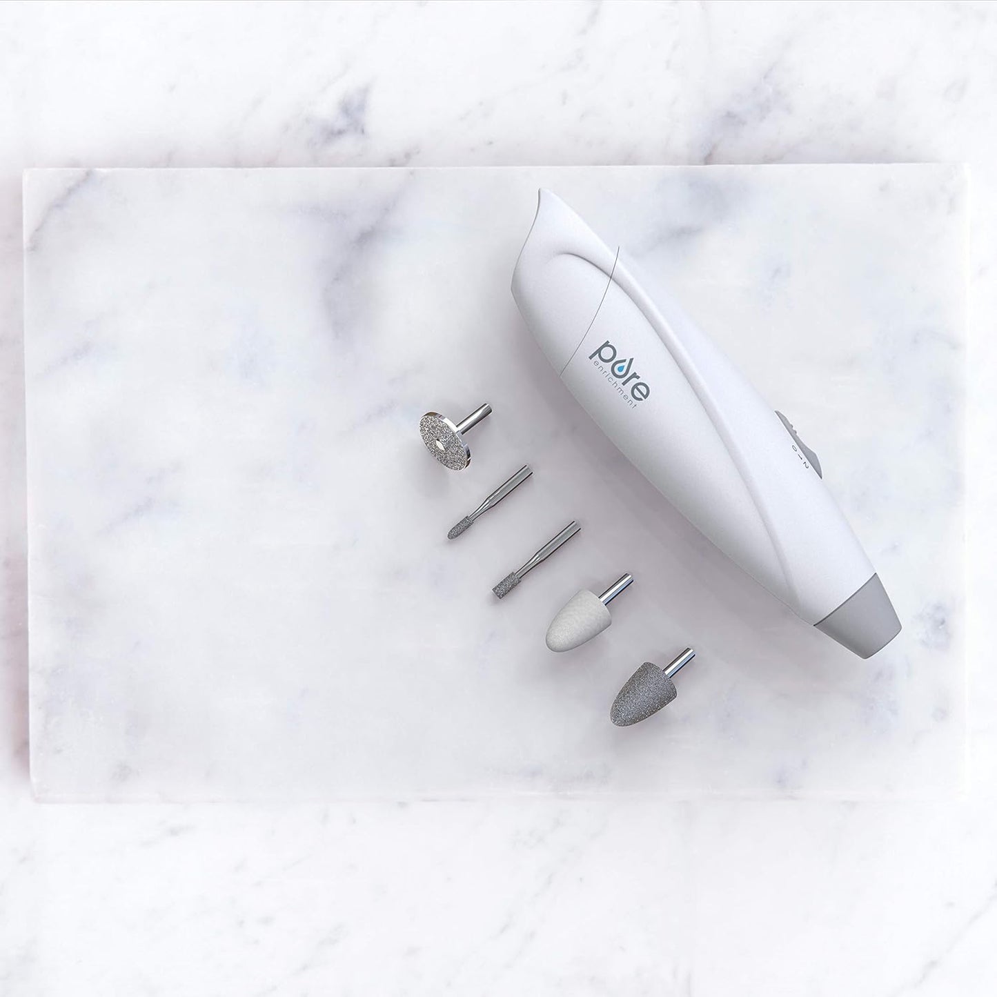 Pure Enrichment PureNails Express Cordless Manicure and Pedicure System - Portable, Battery-Powered Nail File with 5 Interchangeable Attachments, 2 Speeds and Storage Bag - Ideal for Travel & Home