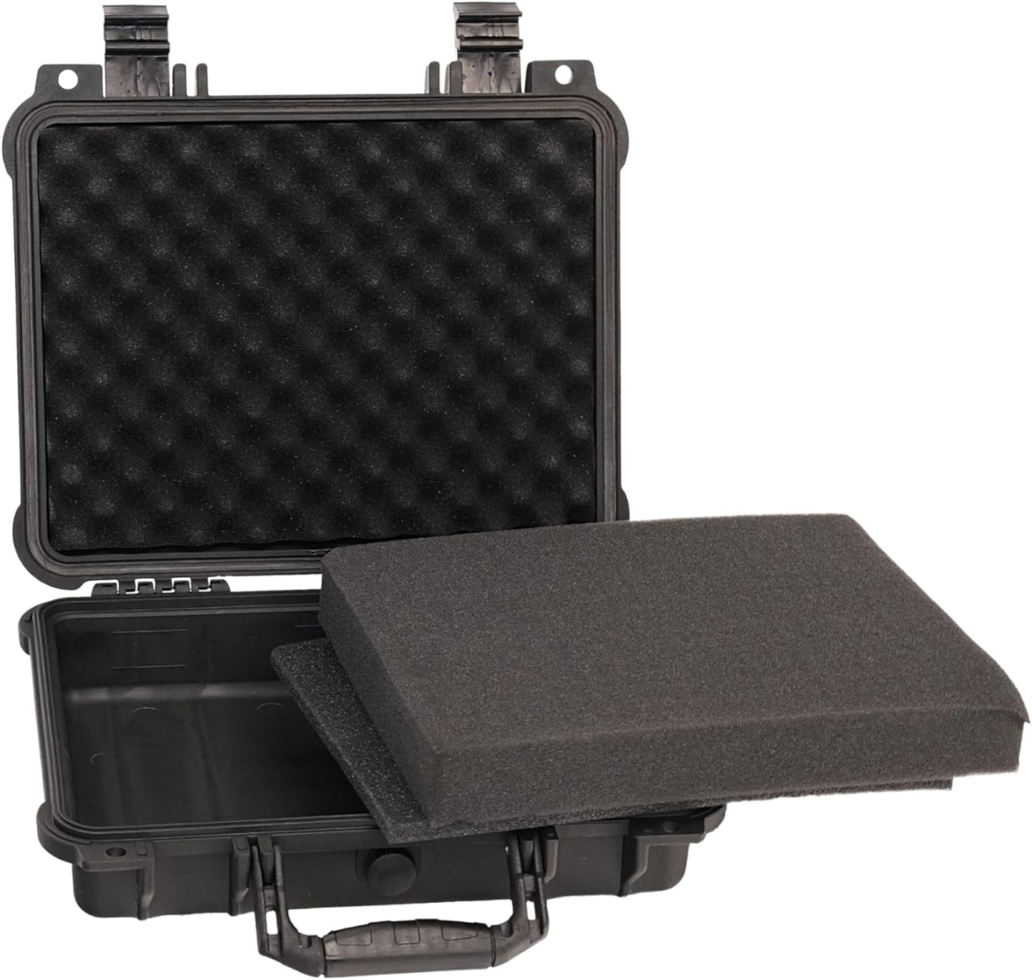 MEIJIA Portable Waterproof Protective Hard Case,Camera Case with Customizable Fit Foam Inserted, Elegant Black (9.17"x 7.56"x4.33")