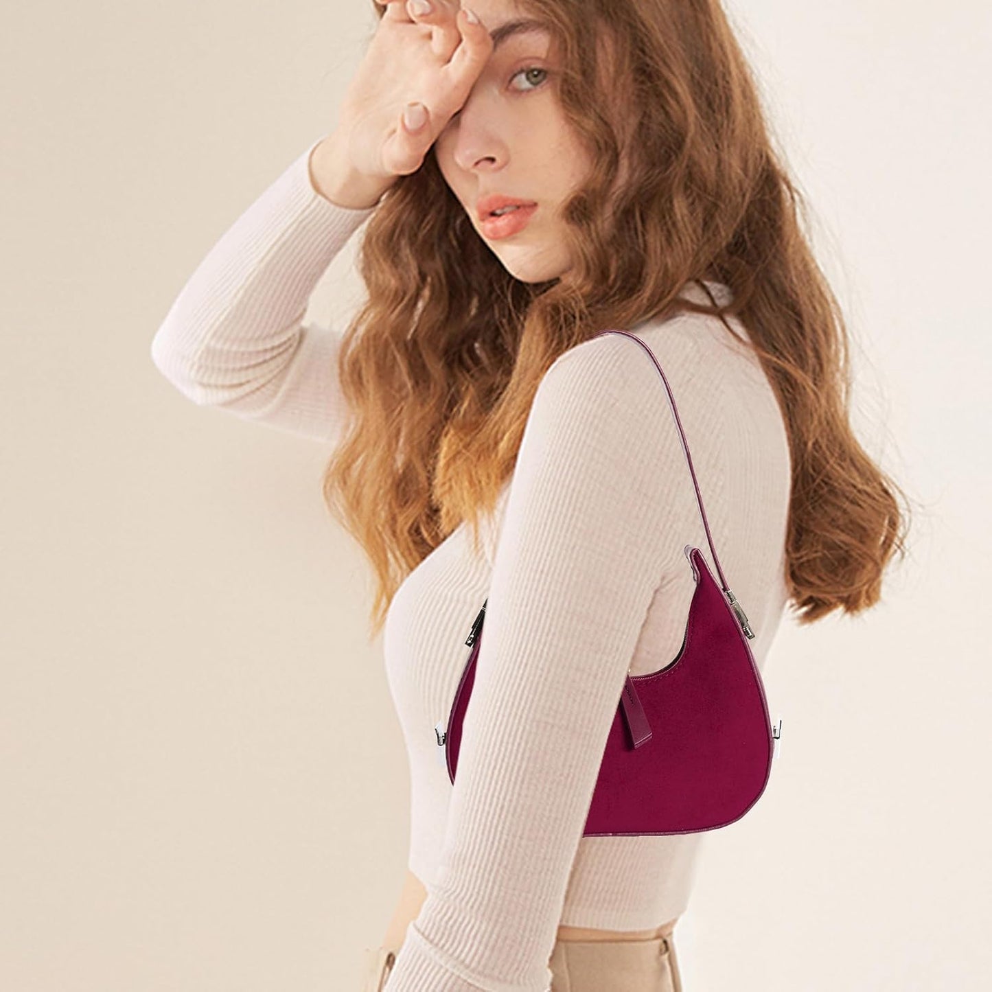 Prpeko Shoulder Bag Crescent Retro Y2k Hobo Handbags 90s Underarm Purse Bag Fashion Clutch Purses for Women