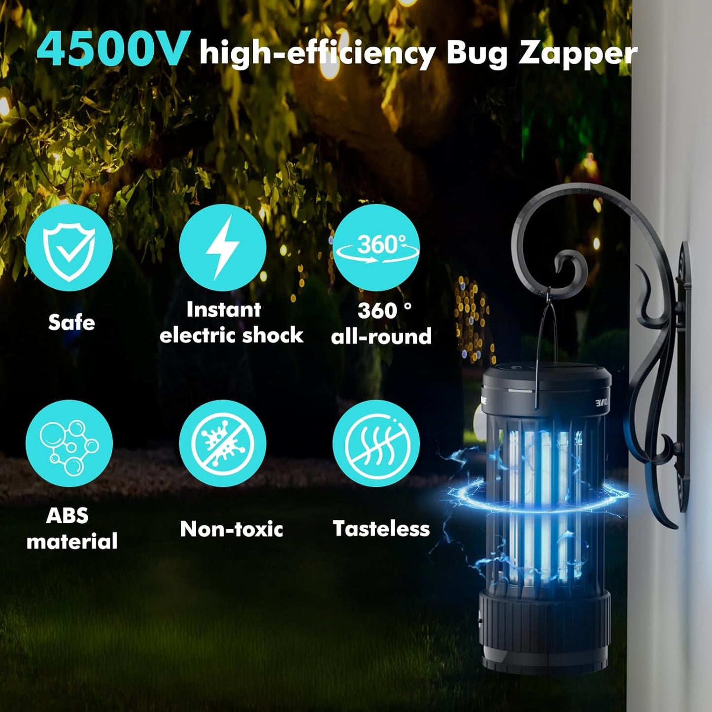 PALONE Bug Zapper, 4000mAh Electric Bug Zapper with LED Light, Retractable Fly Zapper with 3 Levels of Lighting Intensity Used for Indoor Outdoor
