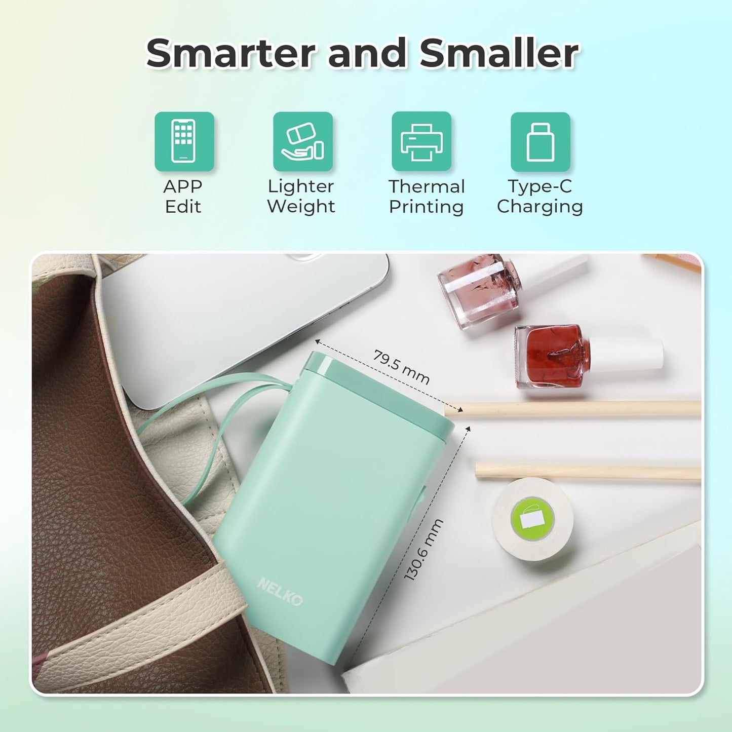 Nelko Label Maker Machine with Tape, P21 Portable Bluetooth Label Printer, Wireless Built-in Cutter Sticker Maker Mini Label Makers with Multiple Templates for School Organizing Office Home, White