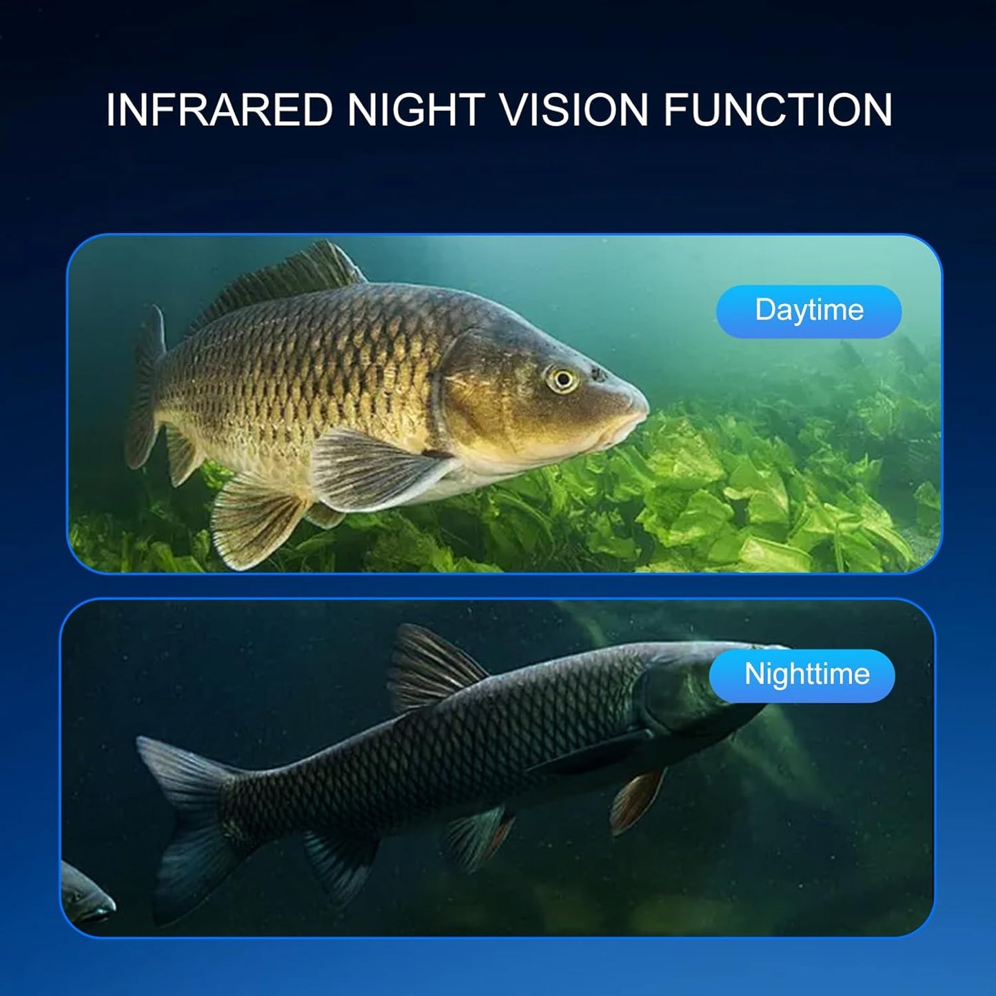 360° Underwater Fishing Camera with 5 Inch Portable Monitor Night Performance Fishfinder 1000 TVL 30M Cable
