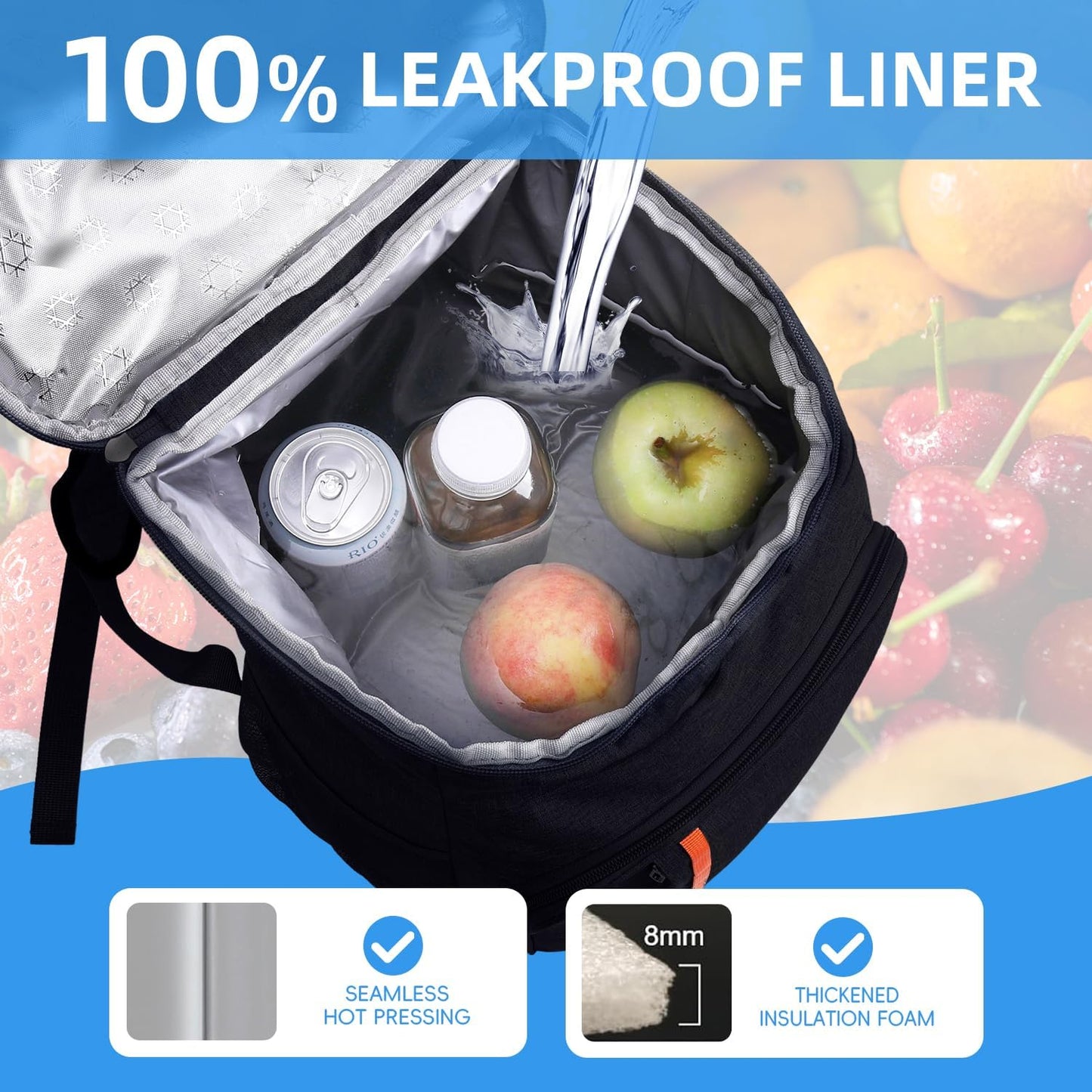 Bagtopia Camping Cooler Backpack 25 Cans, Leak Proof Insulated Thermal Bag, Beach Travel Picnic Lunch Backpack for Men Women