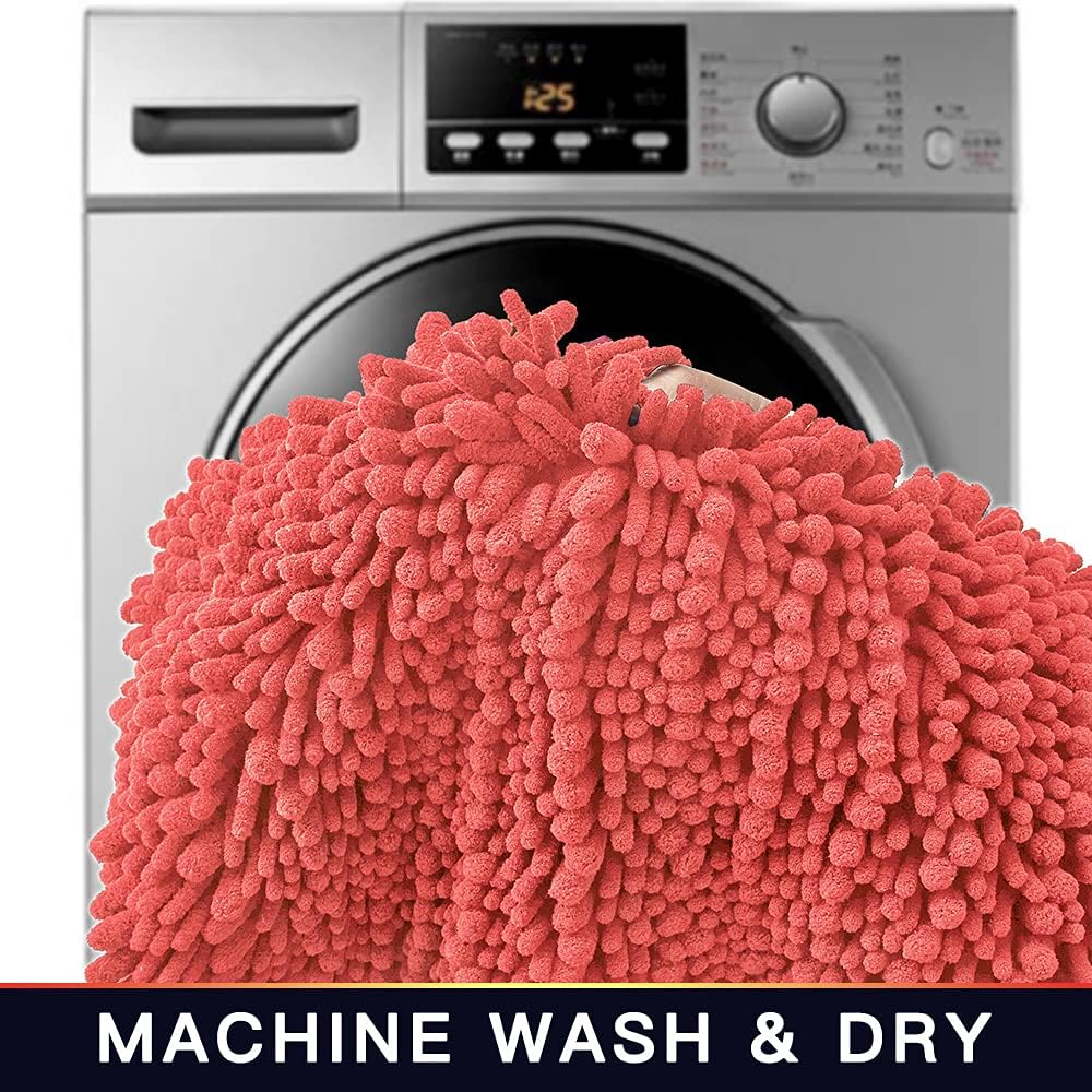 Walensee Bathroom Rug Non Slip Bath Mat (24x17 Inch Blush) Water Absorbent Super Soft Shaggy Chenille Machine Washable Dry Extra Thick Perfect Absorbant Best Small Plush Carpet for Shower Floor