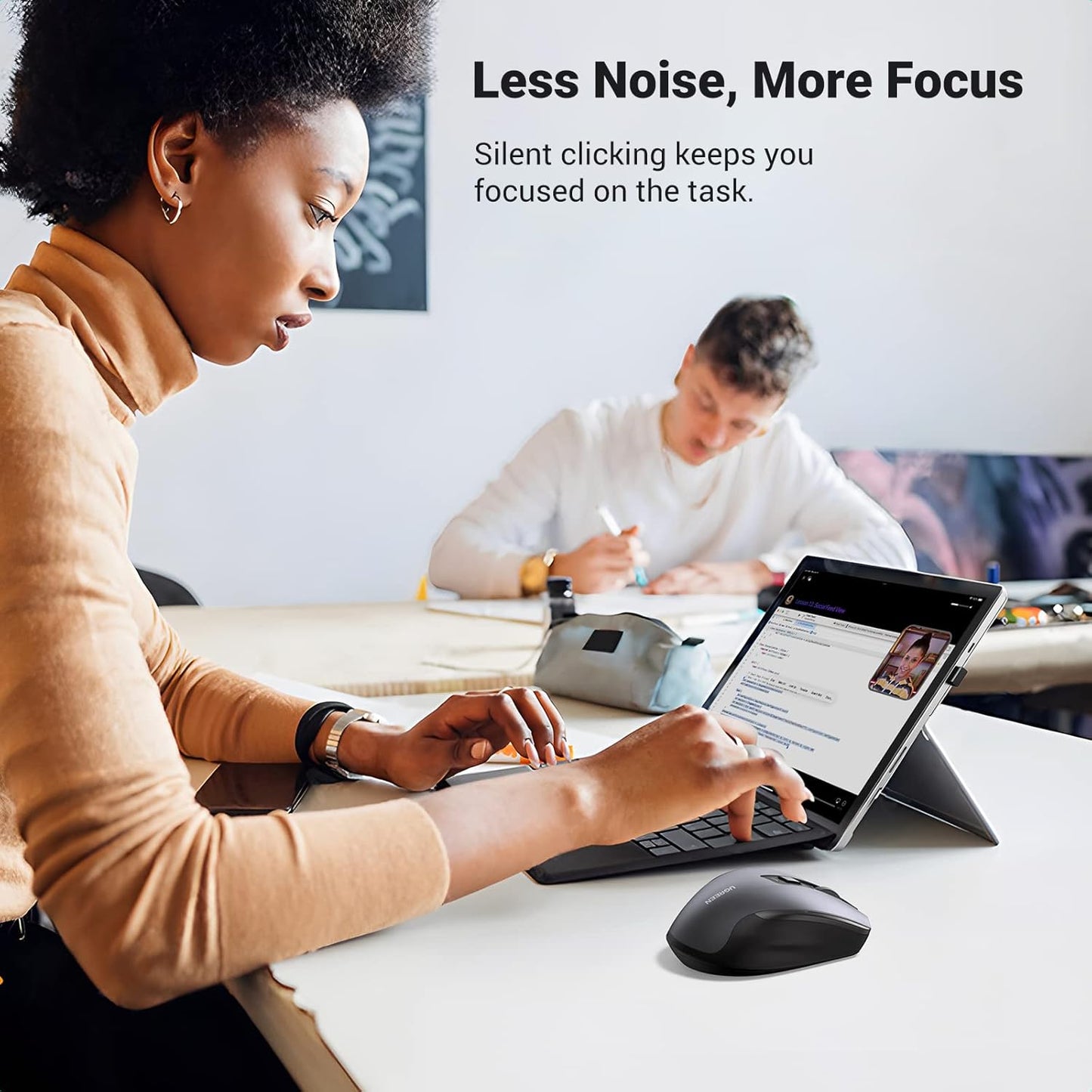 UGREEN Wireless and Ergonomic Mouse, 2.4G with 49Ft Connection, 4000 DPI 6 Buttons Auto-Sleep Mode, Compatible with Laptop PC Mac Computer Chromebook MacBook, Dark Grey