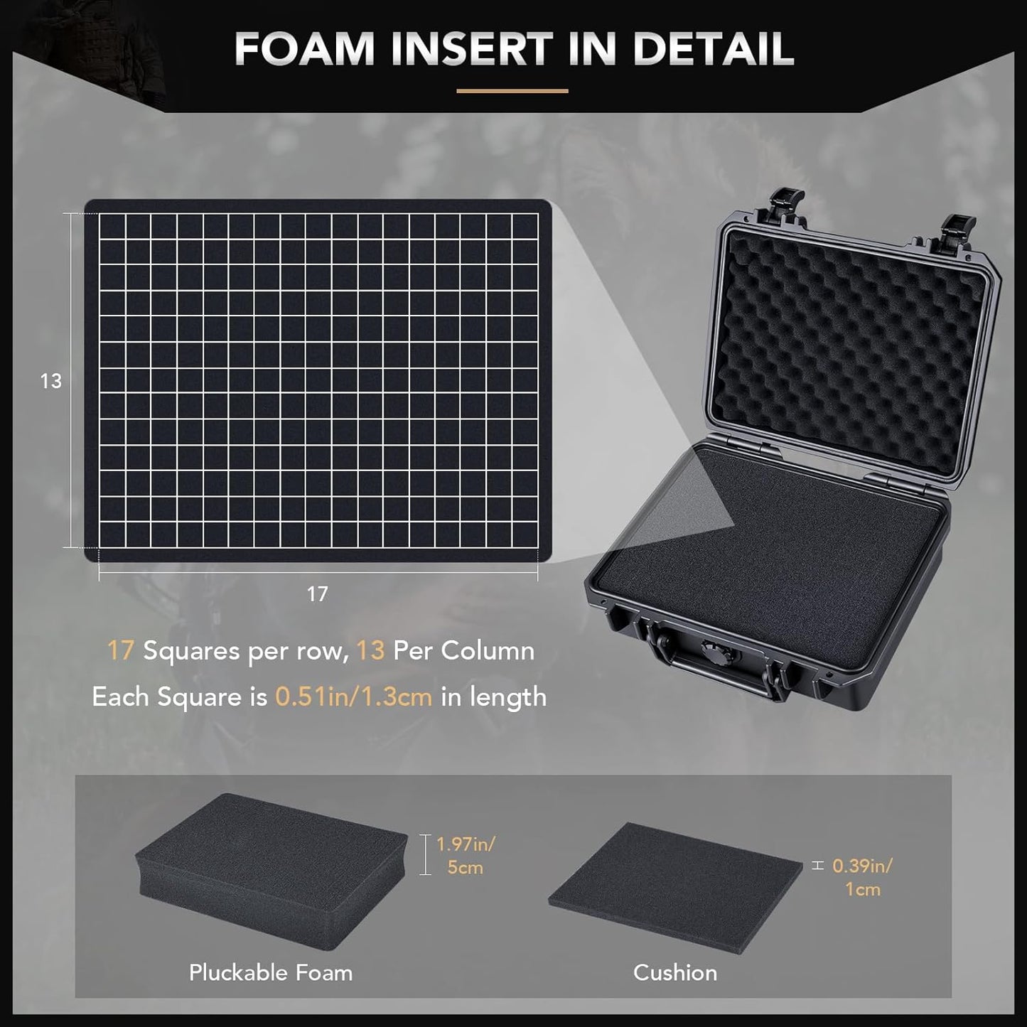 Lykus HC-2710 Portable Waterproof Hard Case with Foam, Camera Case with Customizable Fit Foam,Fit use of Drones,Camera, Equipments, Interior Size 27x16x8 cm