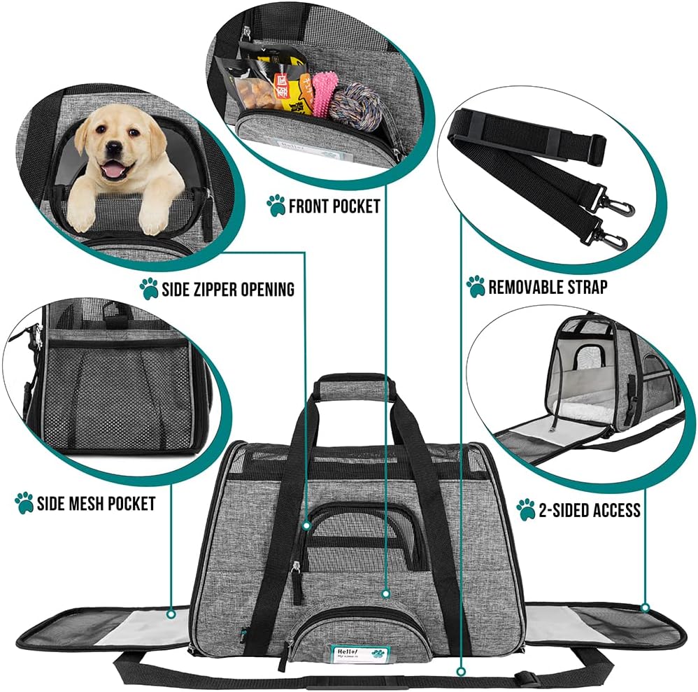 Premium Airline Approved Soft-Sided Pet Travel Carrier by PetAmi | Ventilated, Comfortable Design with Safety Features | Perfect For Plane or Car | Ideal for Small to Medium Sized Cats, Dogs, and Pets