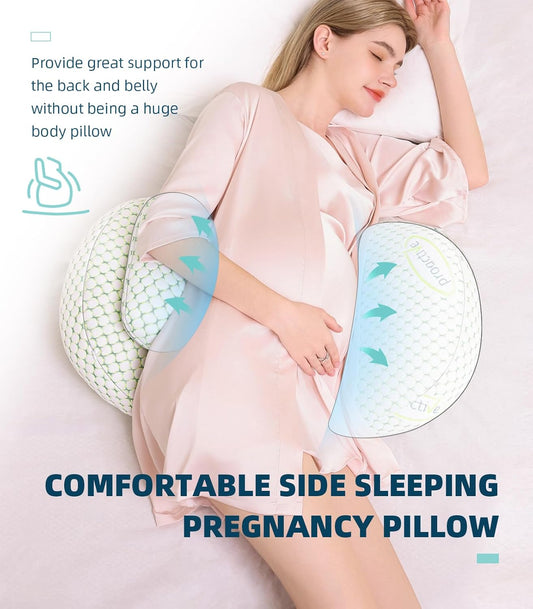 Oternal Pregnancy Pillow for Pregnant Women – Comfortable Maternity Pillow for Side Sleepers, Supports Back, Belly, Hips, and Legs, with Removable & Adjustable Cover (Green, Plus)