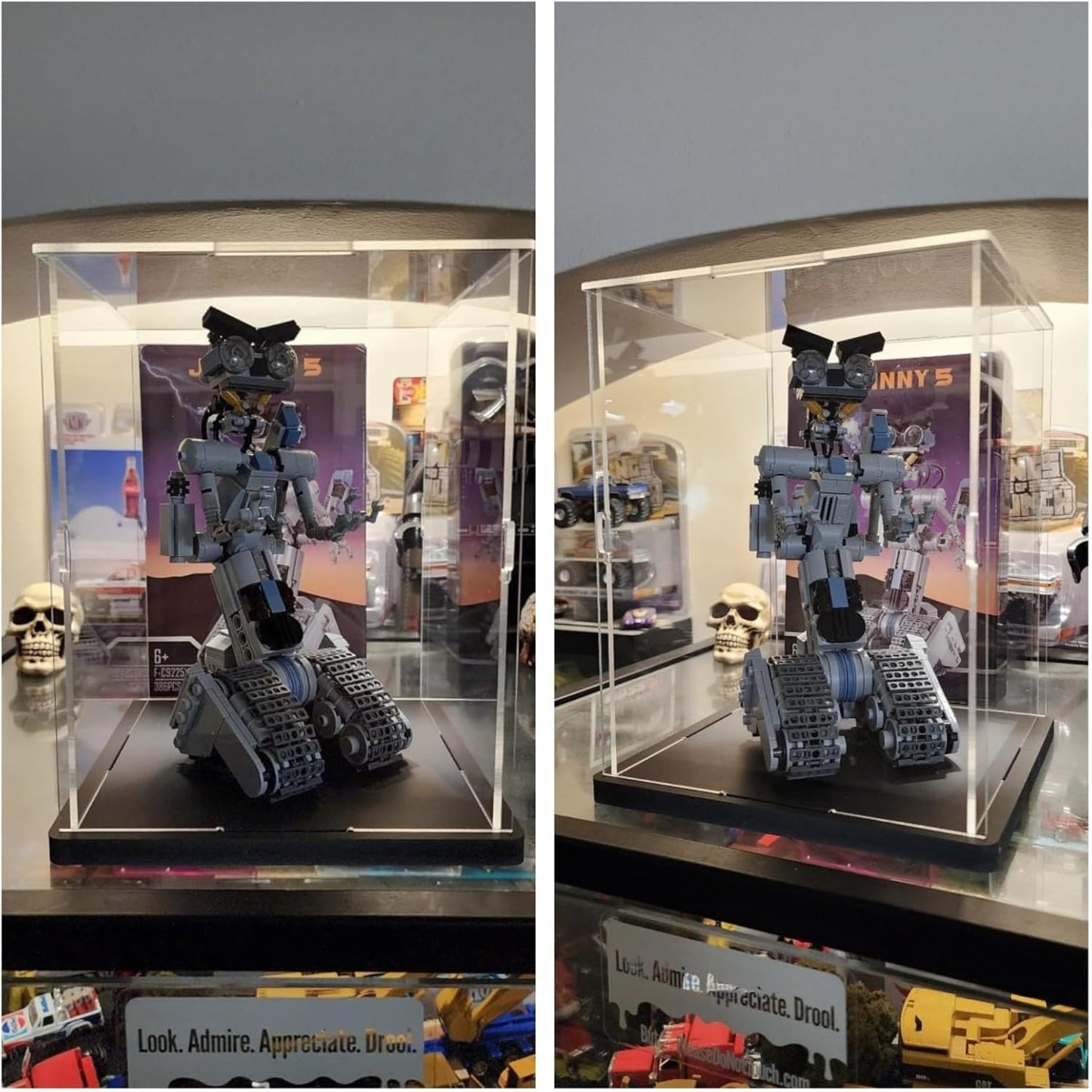 Thickened Clear Acrylic Display Case for Lego 10330 43268 76450 42170 10295 10353 Collectibles, Transparent Box Dustproof Protection with Wood-Plastic Base & String Light, Black Inside 40x20x20cm