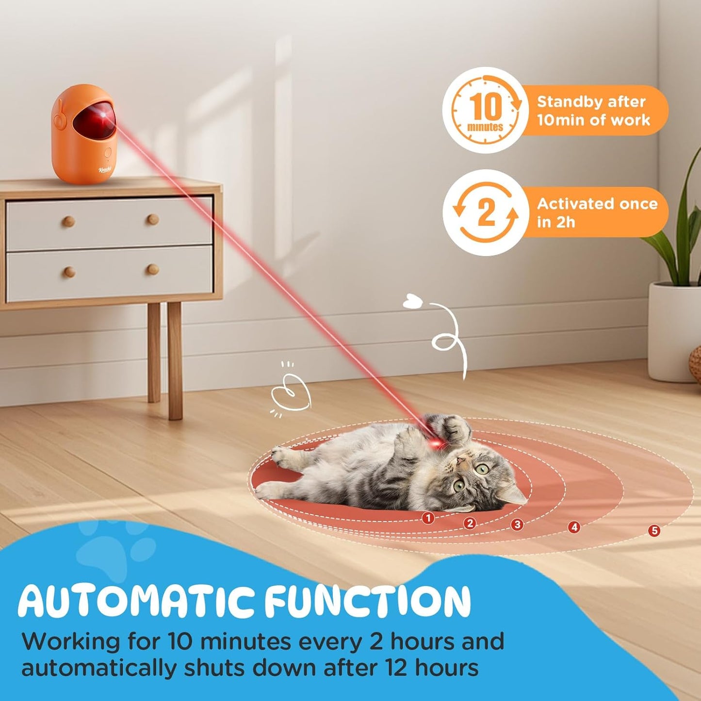 KOACKL Cat Toys for Indoor Cats, Cat Laser Pointer Toy, Rechargeable Automatic Cat Toy with Timer & Speed Modes, Ideal Interactive for Cats Dogs Training and Exercise