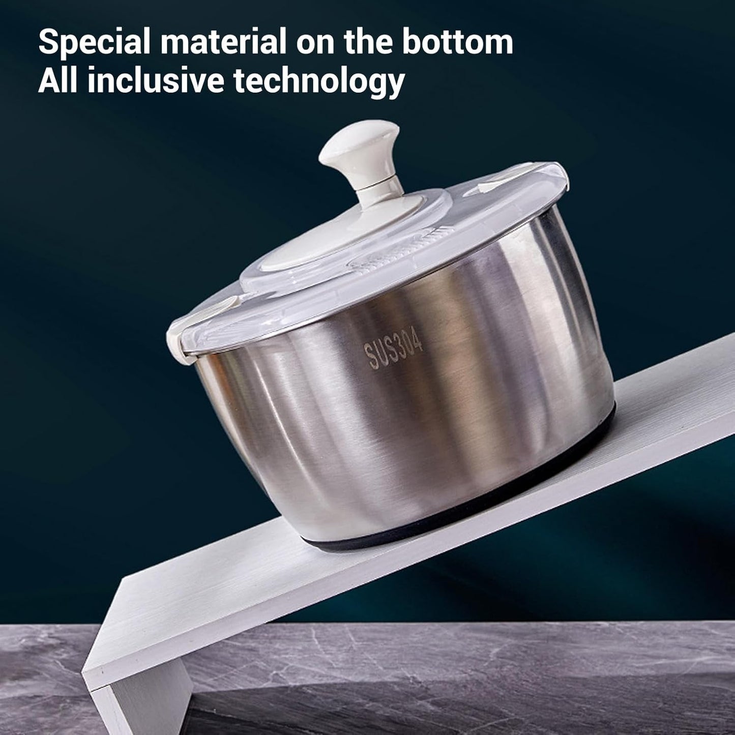 FLEXMAN Stainless Steel Salad Spinner, 5L/5.3Qt Multifunctional Lettuce Spinner Vegetable Dryer with Lid, Drain Bowl Colander for Home Kitchen, Dishwasher Safe