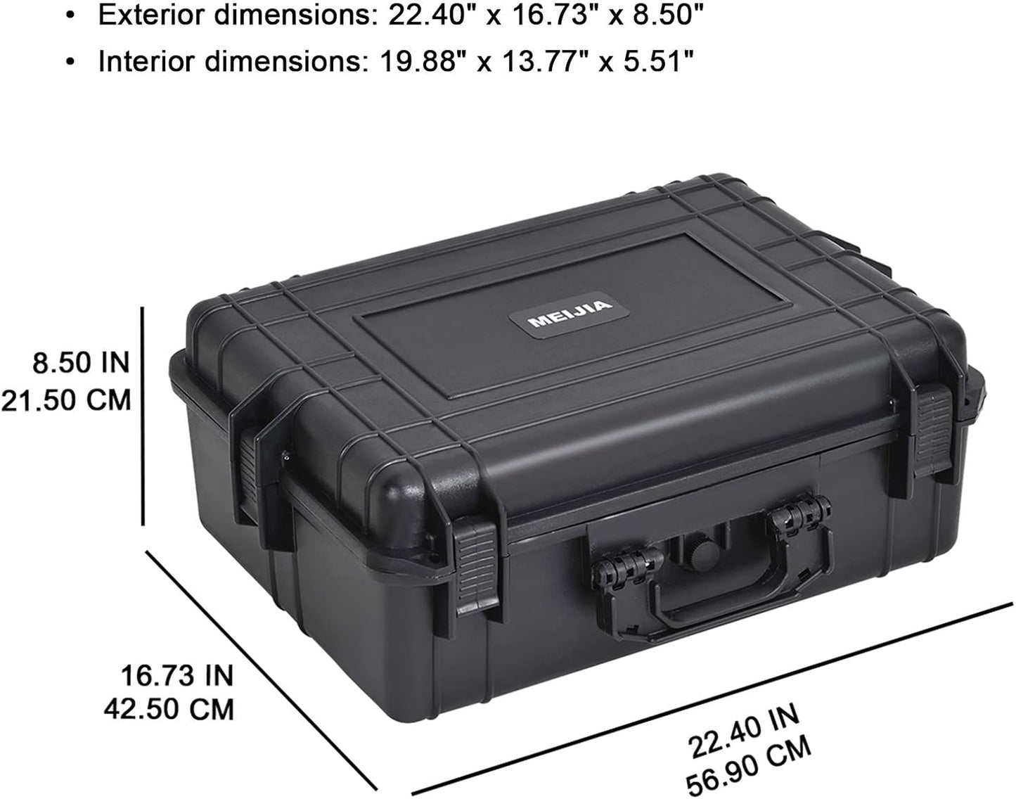 MEIJIA Portable Waterproof Protective Hard Case,Camera Case with Customizable Fit Foam Inserted, Elegant Black (9.17"x 7.56"x4.33")