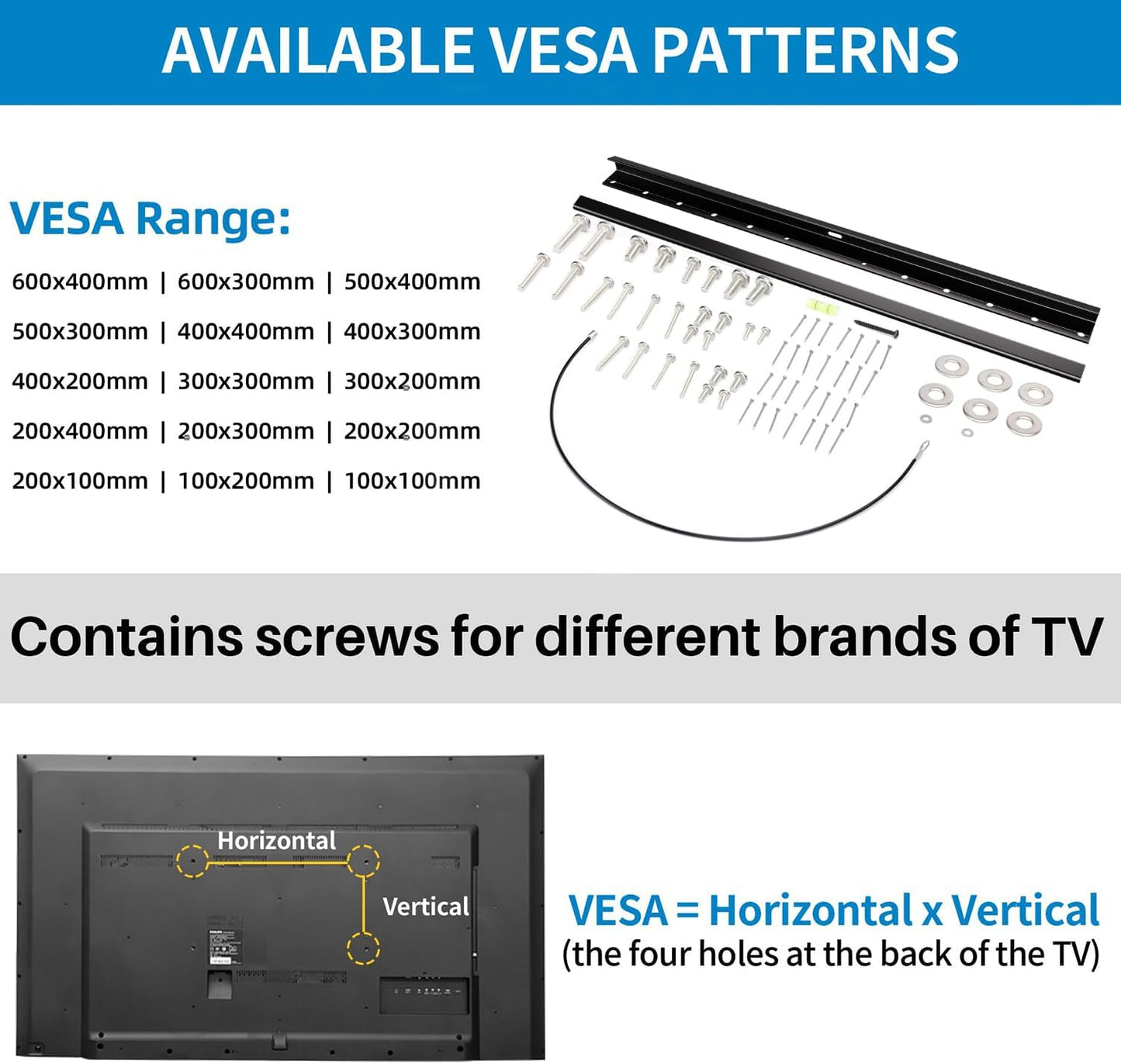 Studless Drywall TV Mount for 12-55 inch TVs, No Stud TV Wall Bracket Max VESA 400x400mm up to 100 lbs Universal Fits Most LED LCD Plasma Flat/Curved Screen TVs & Monitors