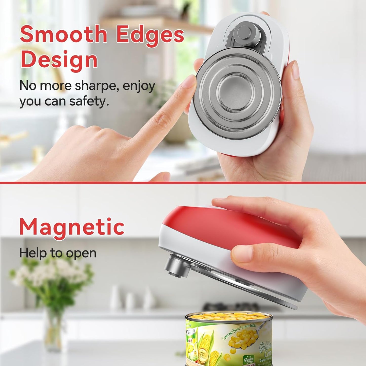 Osnil Rechargeable Electric can Opener for Seniors, Arthritis and Mum Automatic Open Any Size can with Smooth Edge Food-Safe with Rechargeable Battery and USB Cable