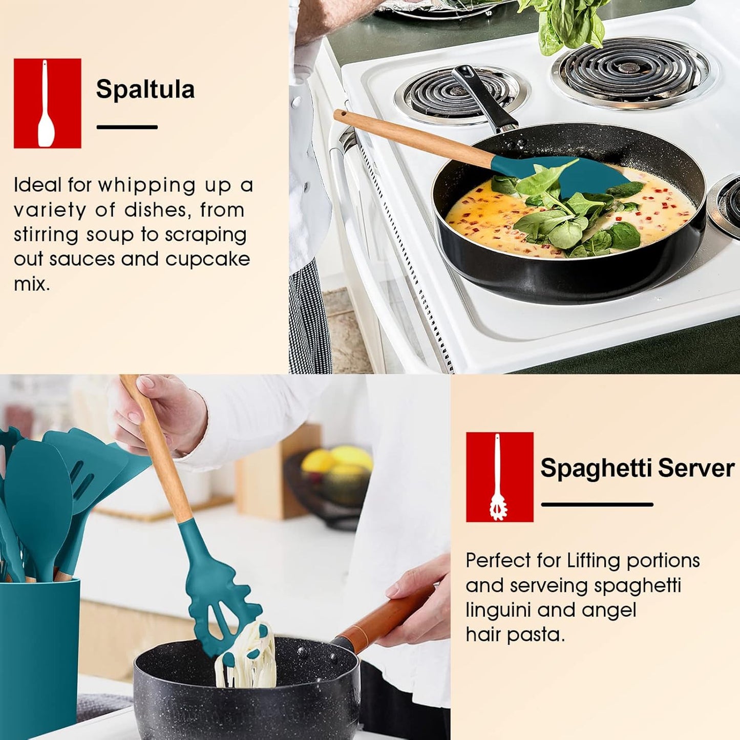 Purilite Select 6-Piece Silicone Cooking Utensil Set